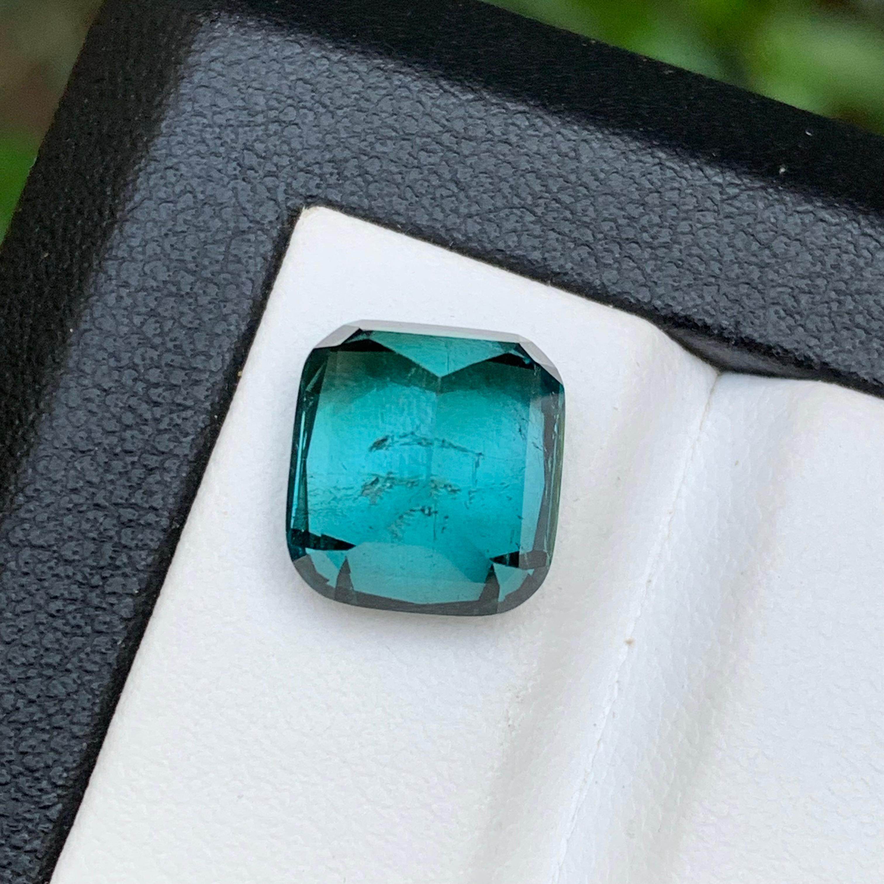 Femenino o masculino Vivid Blue Natural Tourmaline Ring, Pendant Loose Gemstone 6.75 Ct Cushion Cut en venta