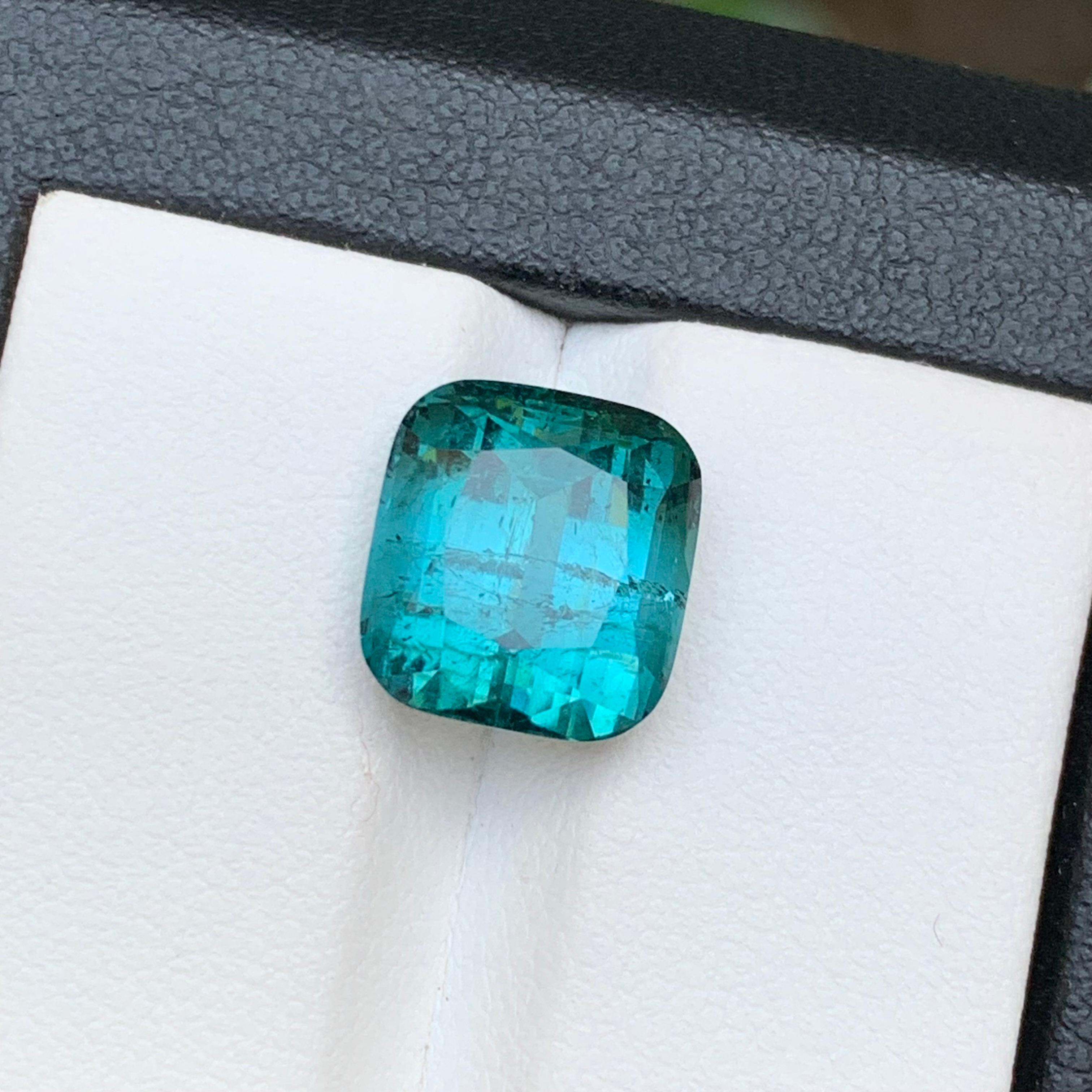 Vivid Blue Natural Tourmaline Ring, Pendant Loose Gemstone 6.75 Ct Cushion Cut en venta 2