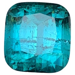 Vivid Blue Natural Tourmaline Ring, Pendant Loose Gemstone 6.75 Ct Cushion Cut