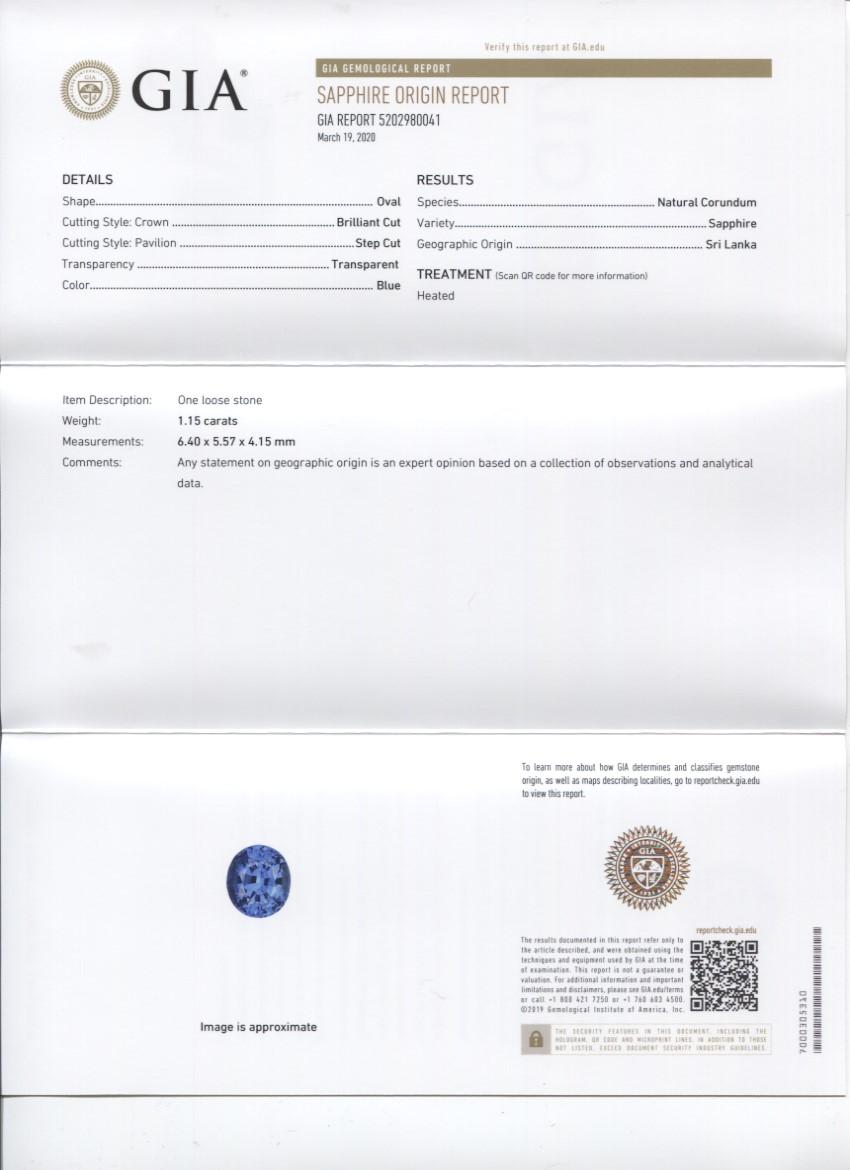 Vivid Blue Saphir 1,15 Karat Oval GIA zertifiziert Sri Lanka im Zustand „Neu“ im Angebot in Toronto, Ontario