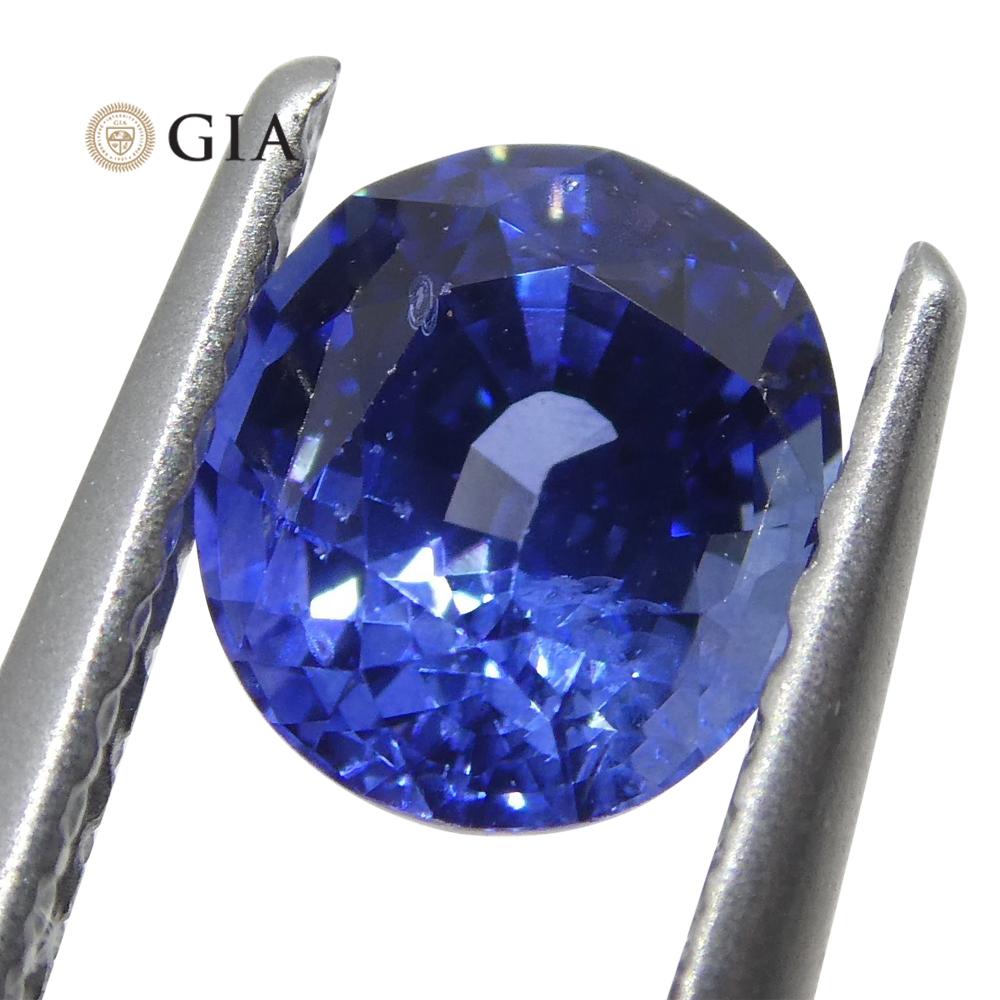 Women's or Men's Vivid Blue Sapphire 1.15 Carat Oval GIA Certified Sri Lanka For Sale