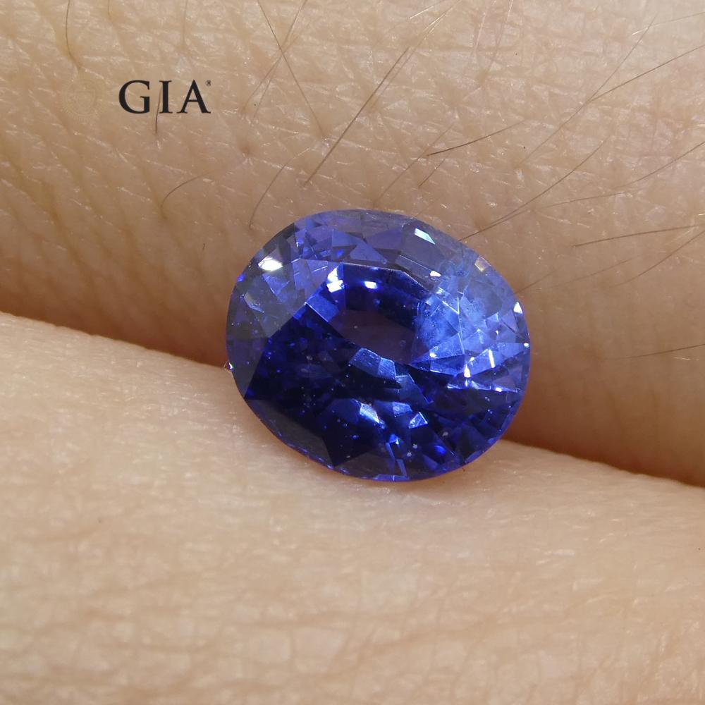 Oval Cut Vivid Blue Sapphire 1.15 Carat Oval GIA Certified Sri Lanka For Sale