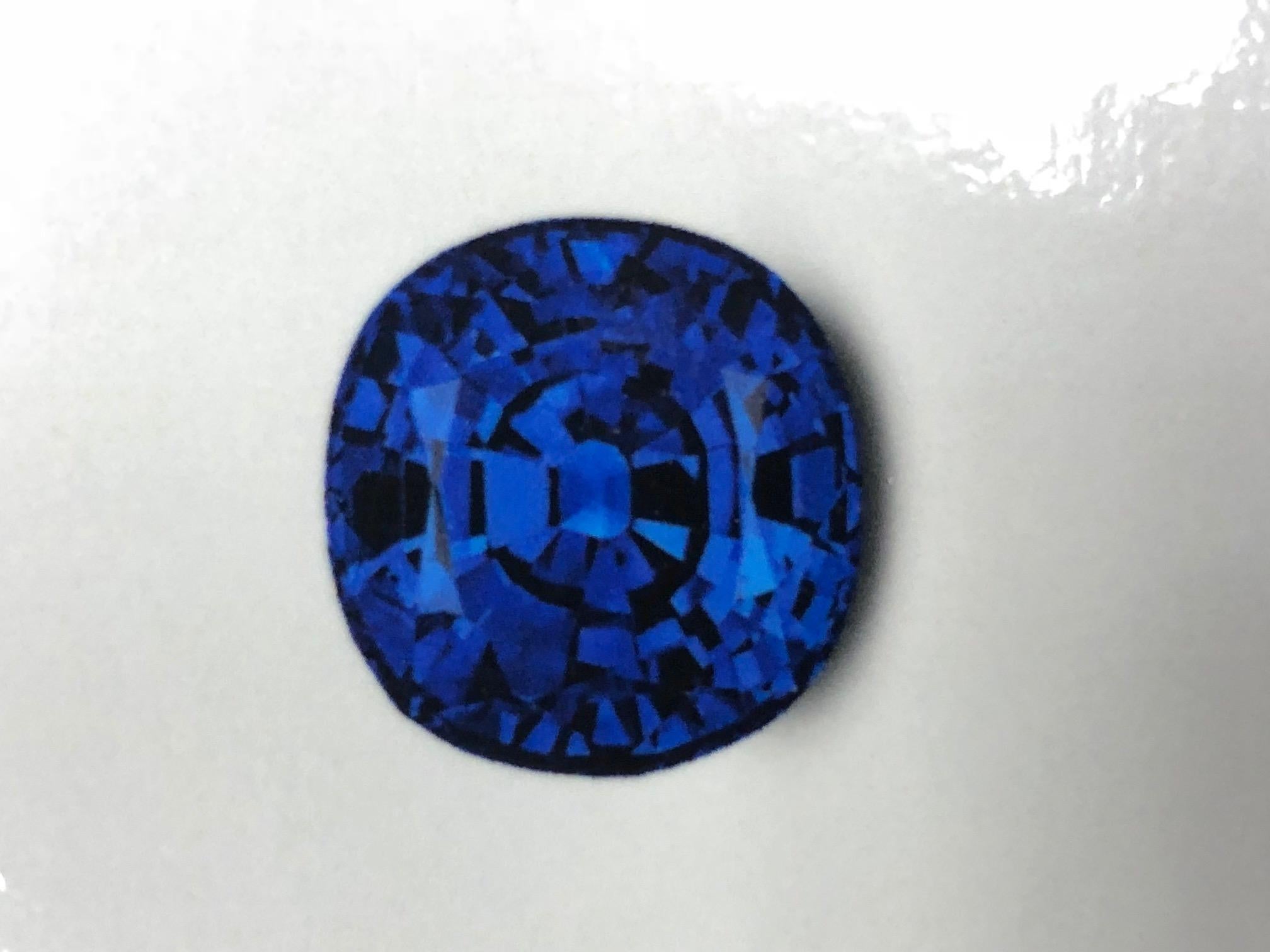 Vivid Blue Sapphire 4.45 Carat with AGL Cert. Tsavorite & Diamond Cocktail Ring 1