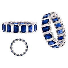 Vivid Blue Sapphire und 18K Weißgold Infinity Band Ring mit Gravur