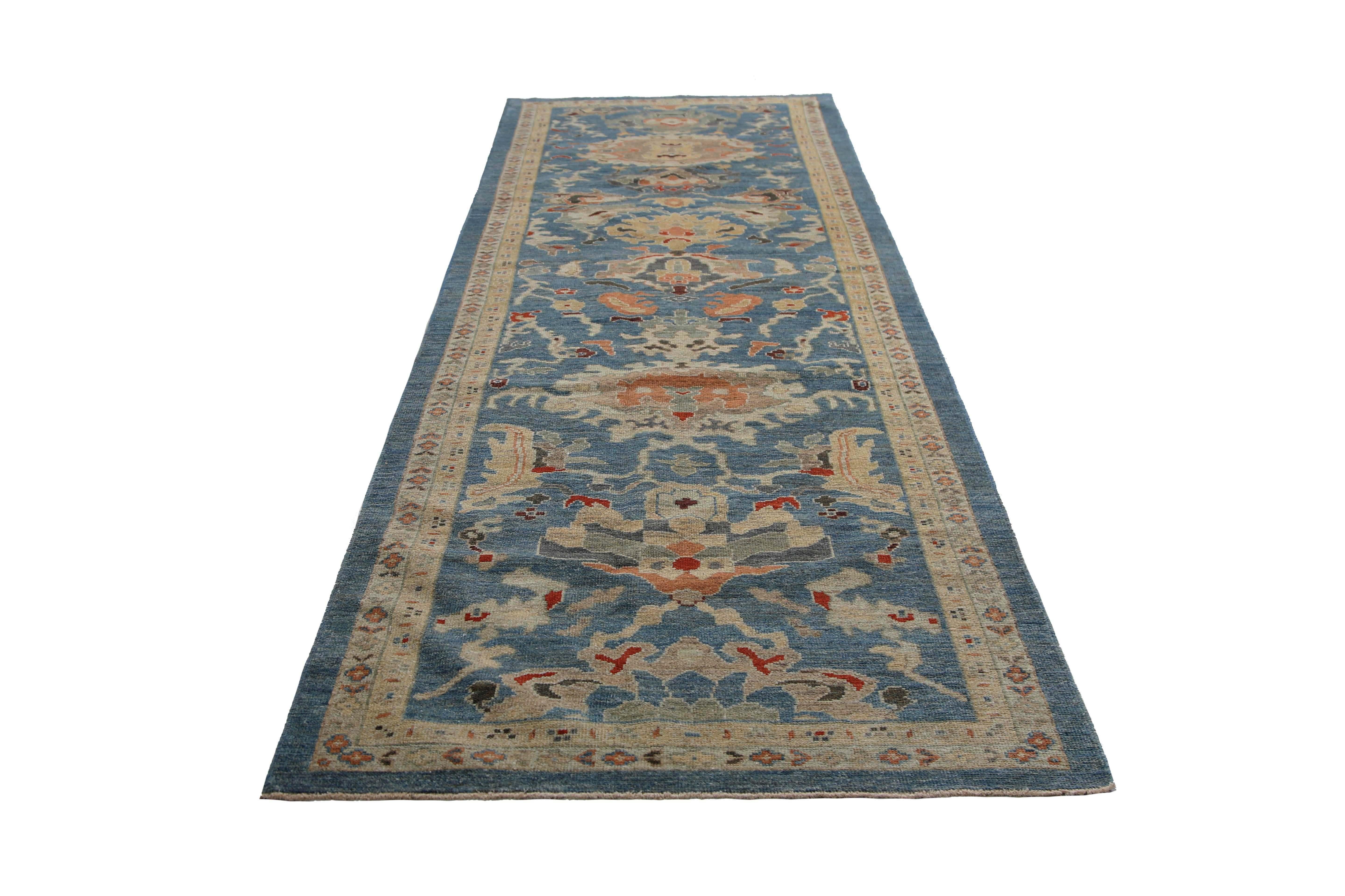 Vivid Blue Sultanabad Runner For Sale 1