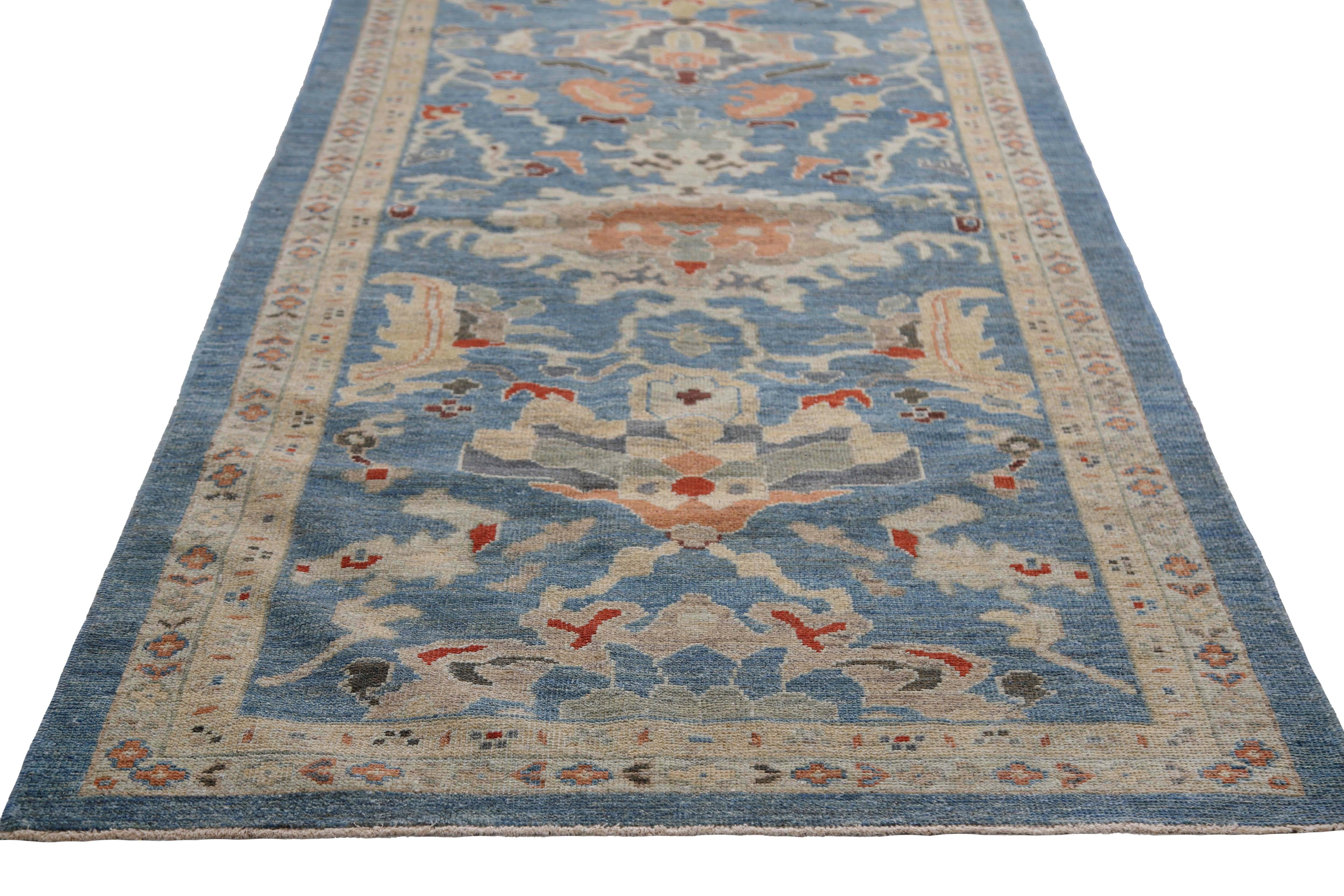 Vivid Blue Sultanabad Runner For Sale 3
