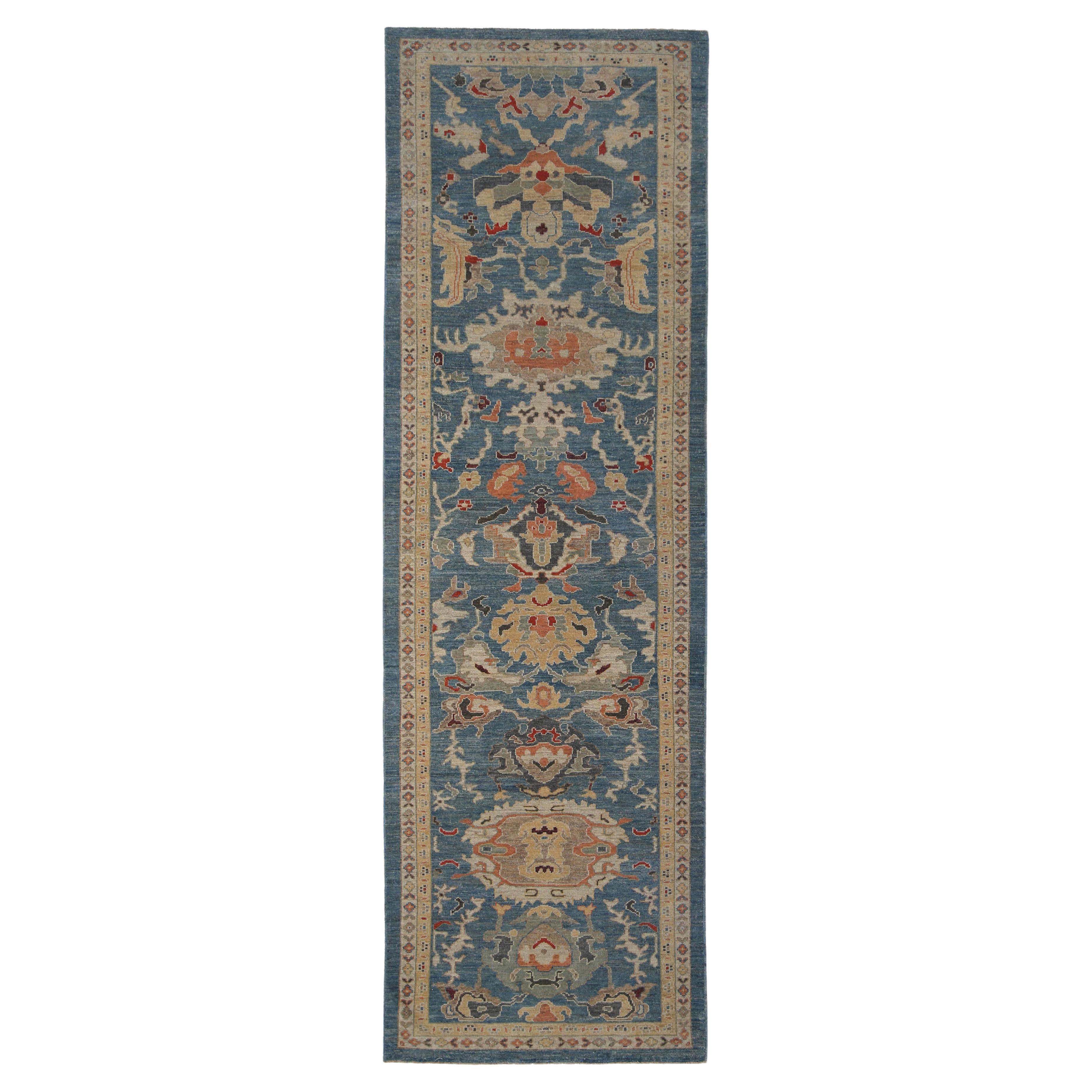 Vivid Blue Sultanabad Runner For Sale