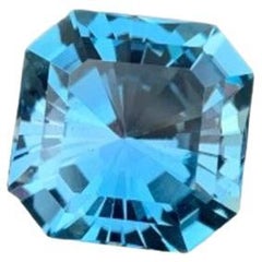 Vivid Blue Topaz 15.65 carats Asscher Cut Natural Loose Madagascar's Gemstone
