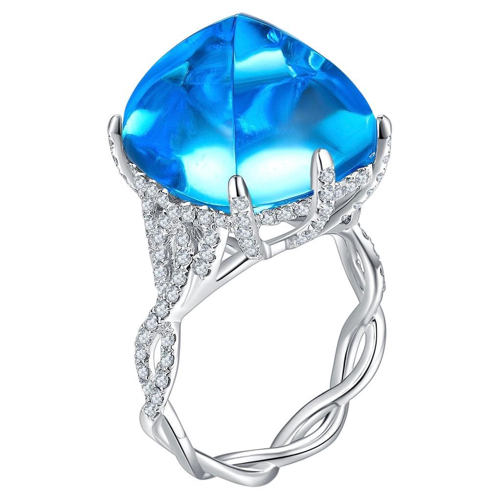 Eostre Topaz and Diamond Ring in 18K White Gold For Sale