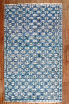 Vivid Blue Vintage Turkish Deco Rug