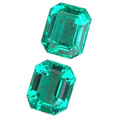 Vivid Bluish Green Natural Colombian Emerald 0.48 Ct Octagon Cut Loose Gemstones