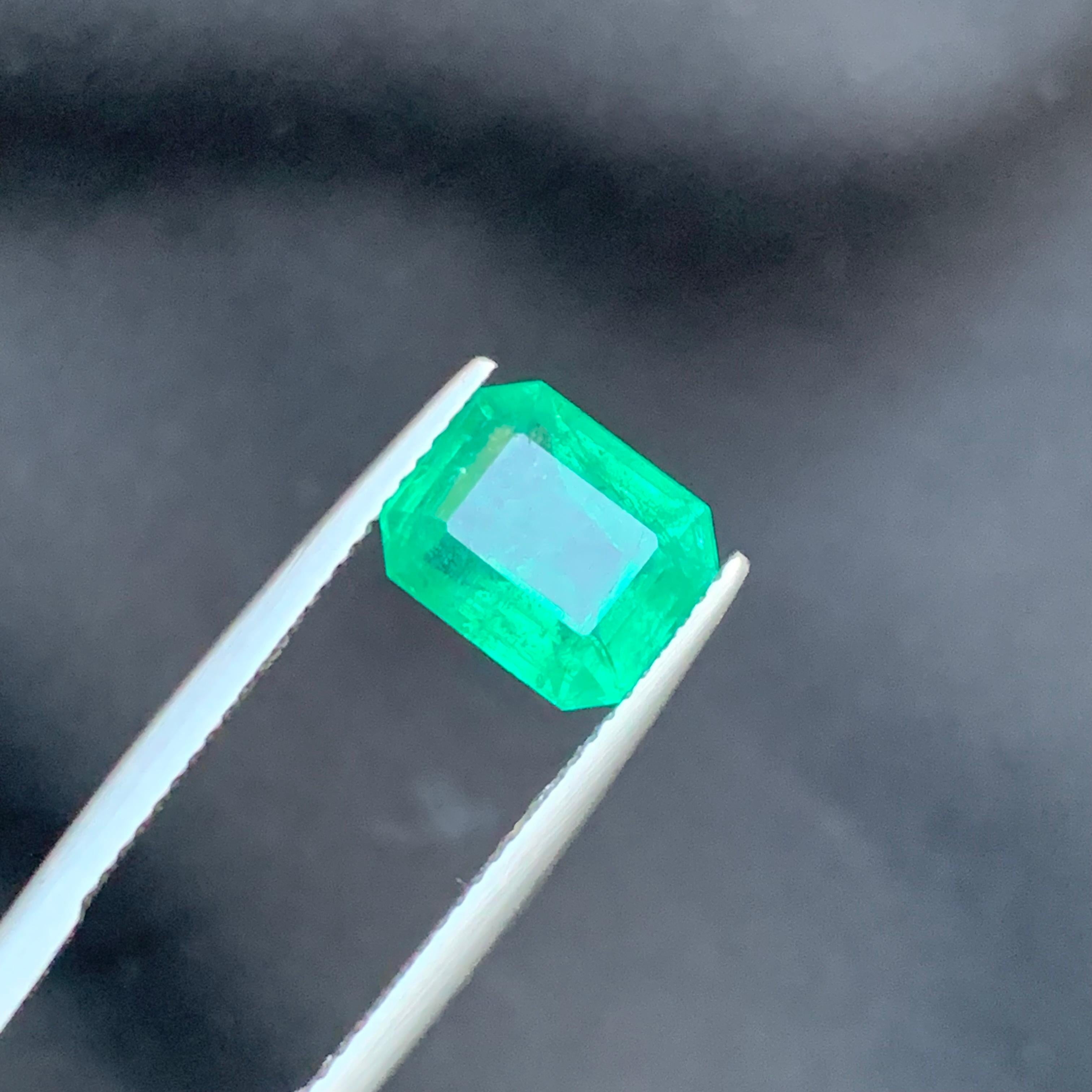 Vivid Bluish Green Natural Emerald Loose Gemstones Lot 7.25 Ct Emerald Cut-Jewel For Sale 8