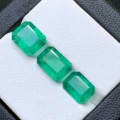Vivid Bluish Green Natural Emerald Loose Gemstones Lot 7.25 Ct Emerald Cut-Jewel