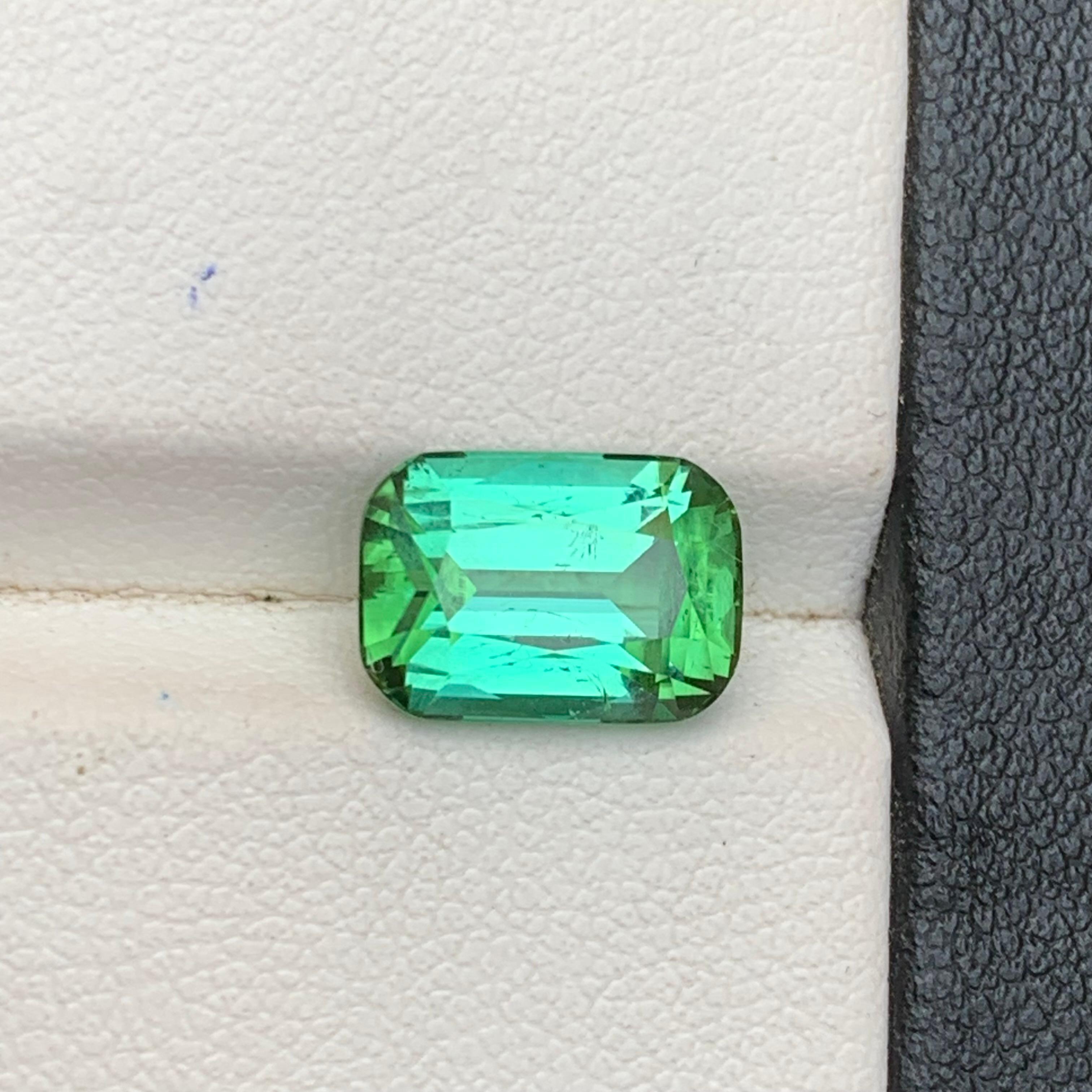 Vivid Bluish Green Tourmaline 3.50Ct Cushion Cut Natural Loose Gemstone for Ring For Sale 5