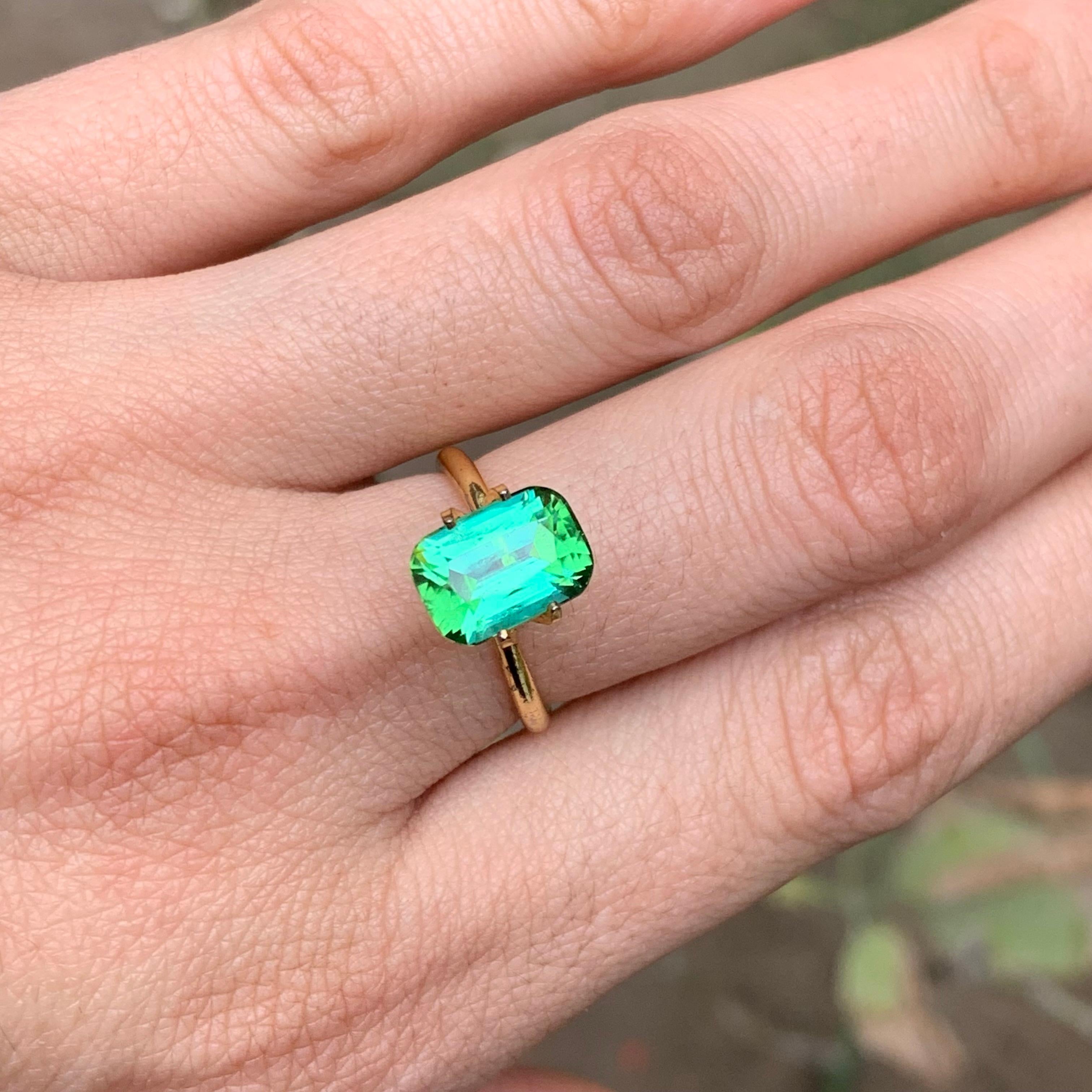 Vivid Bluish Green Tourmaline 3.50Ct Cushion Cut Natural Loose Gemstone for Ring For Sale 6