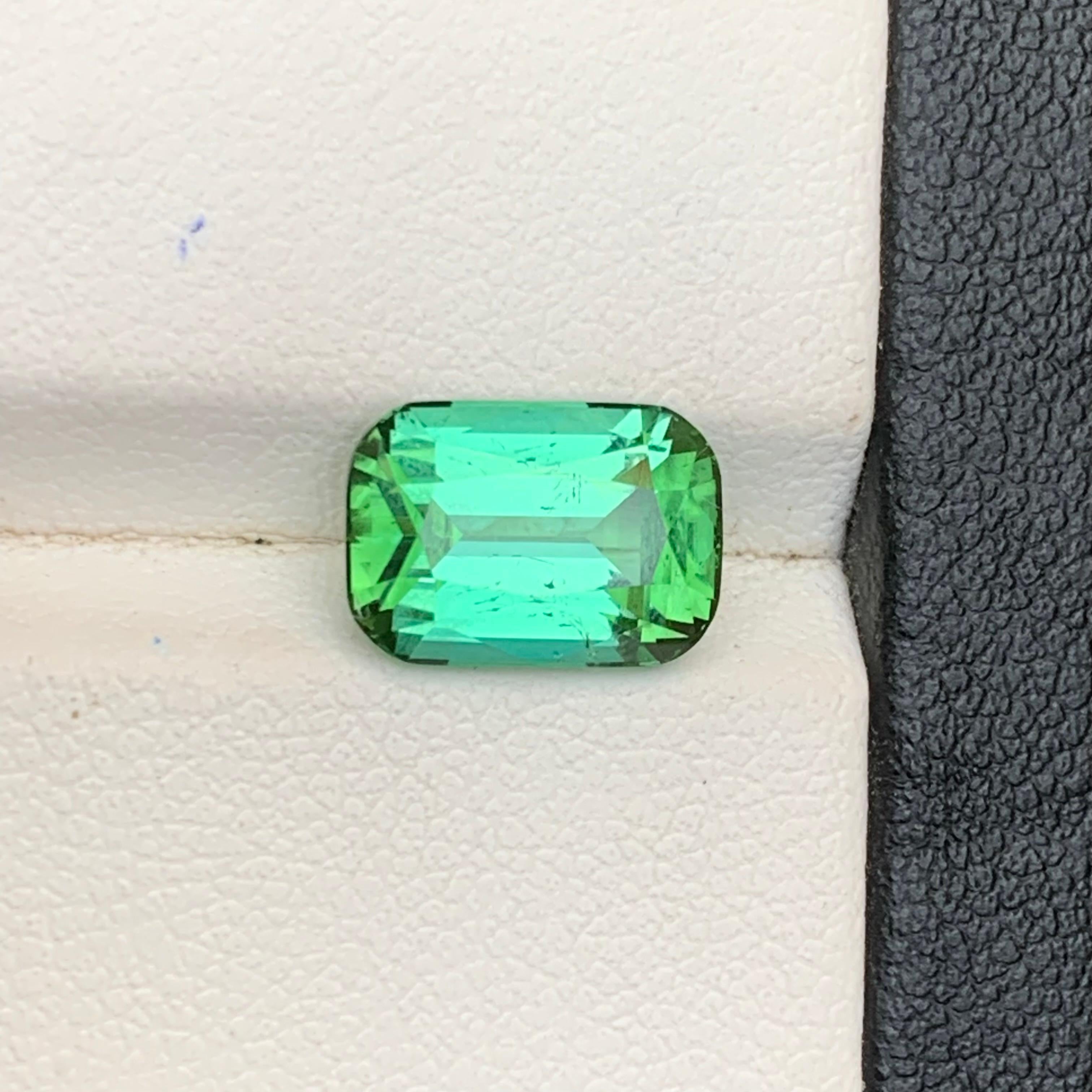 Vivid Bluish Green Tourmaline 3.50Ct Cushion Cut Natural Loose Gemstone for Ring For Sale 8