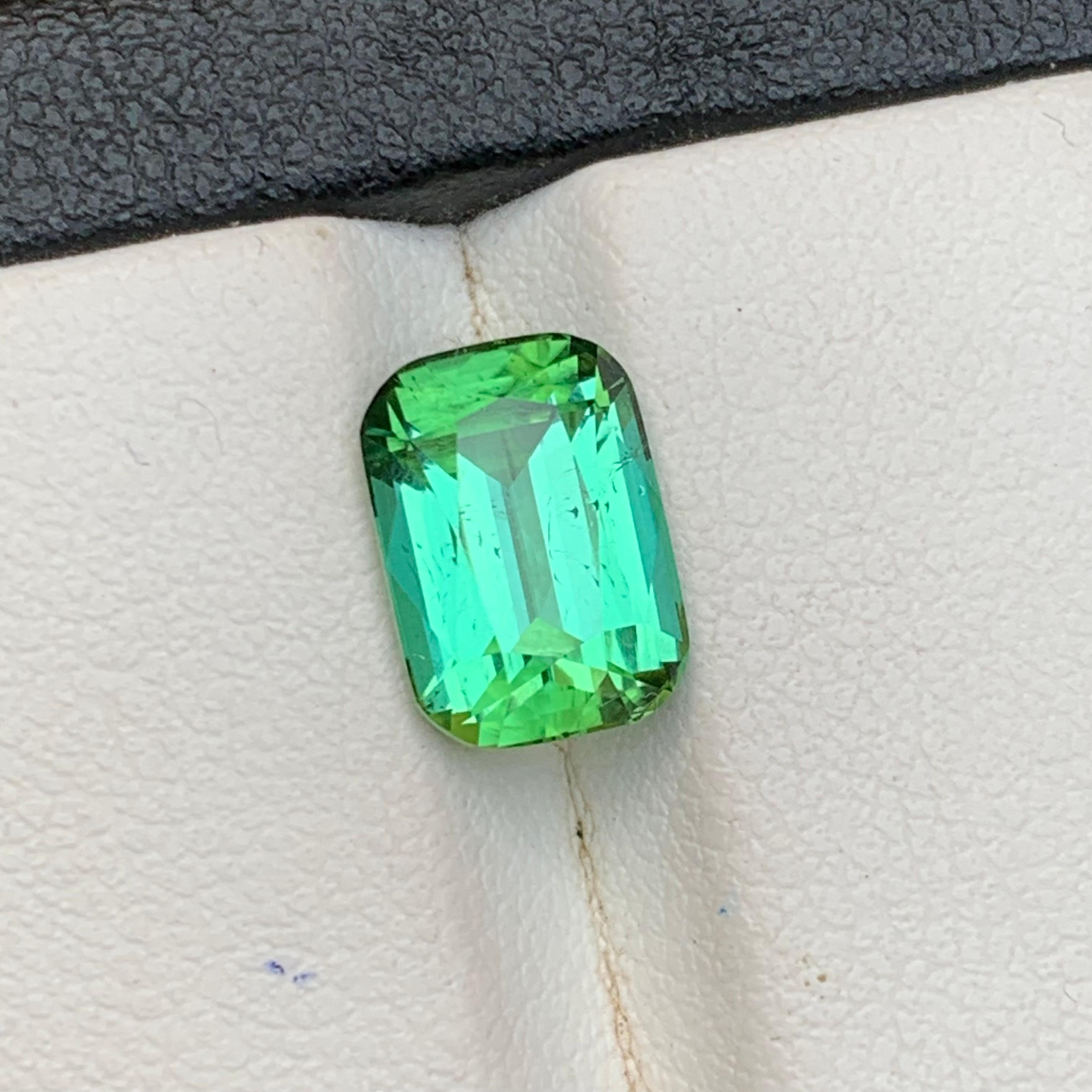 Contemporary Vivid Bluish Green Tourmaline 3.50Ct Cushion Cut Natural Loose Gemstone for Ring For Sale
