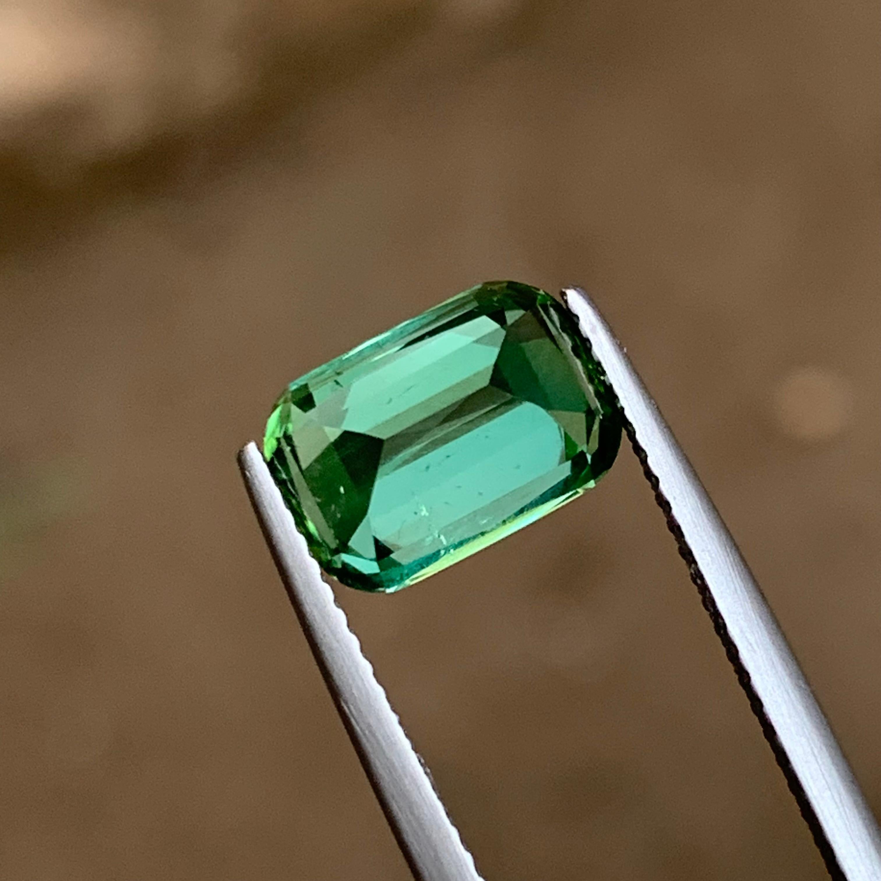 Women's or Men's Vivid Bluish Green Tourmaline 3.50Ct Cushion Cut Natural Loose Gemstone for Ring For Sale