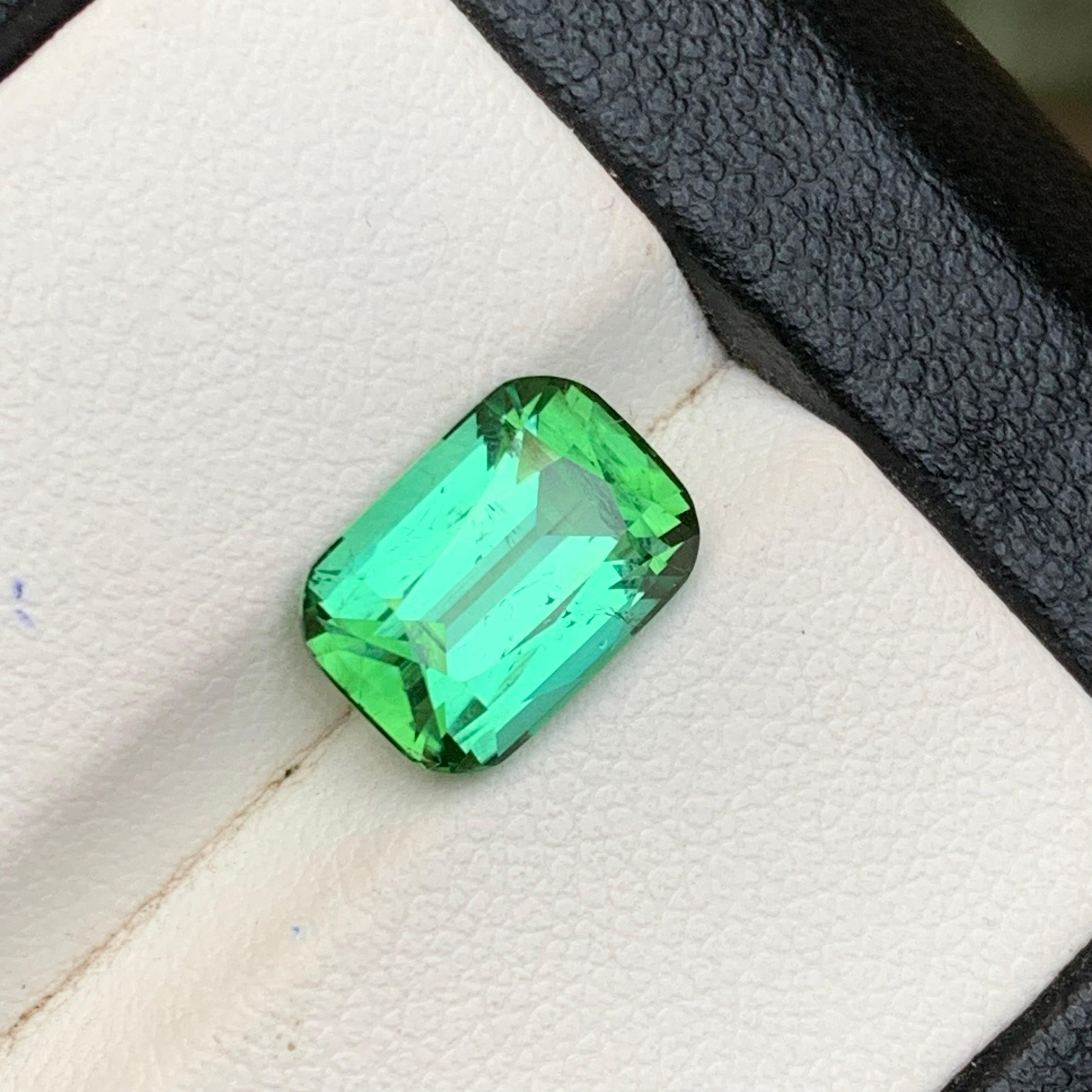 Vivid Bluish Green Tourmaline 3.50Ct Cushion Cut Natural Loose Gemstone for Ring For Sale 2