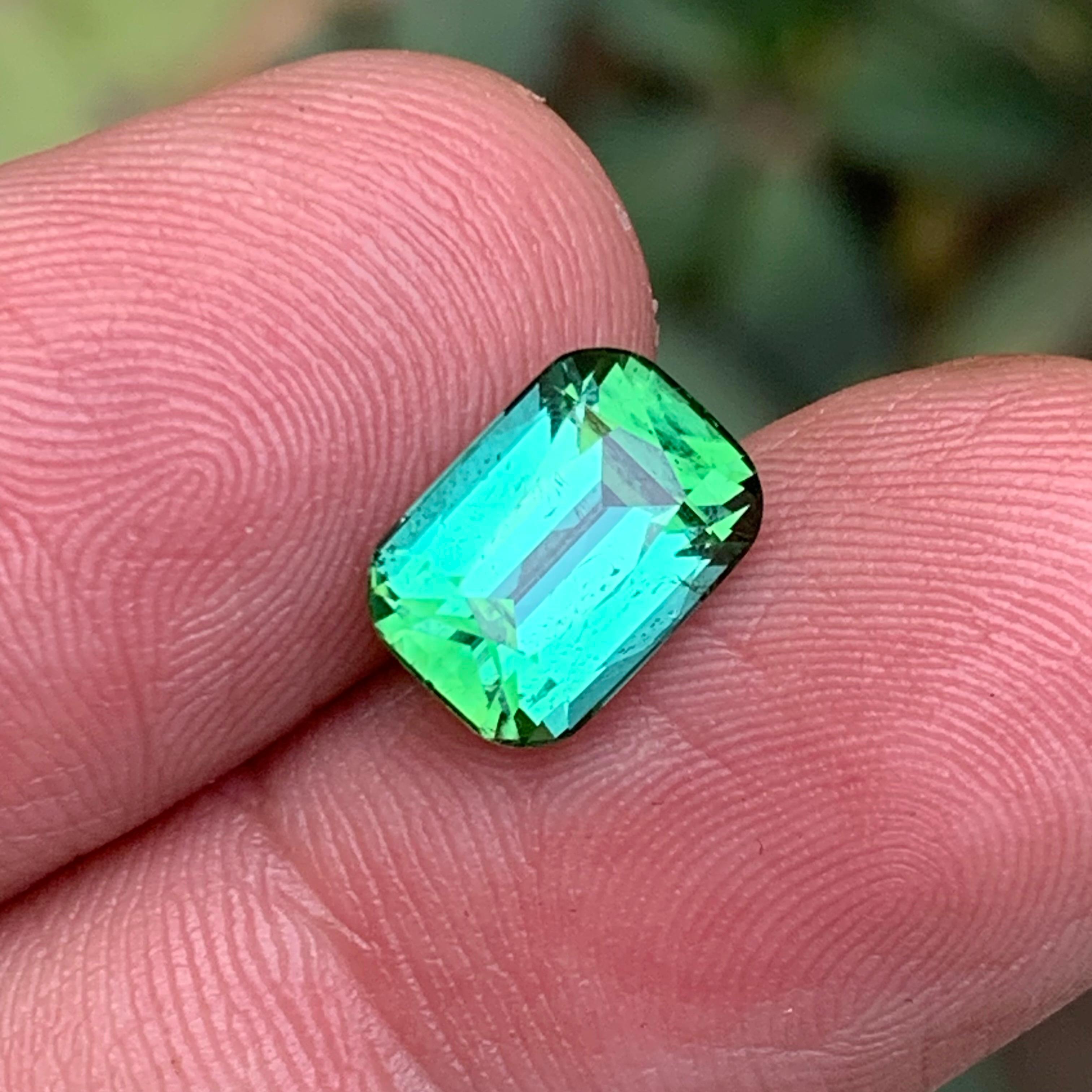 Vivid Bluish Green Tourmaline 3.50Ct Cushion Cut Natural Loose Gemstone for Ring For Sale 4