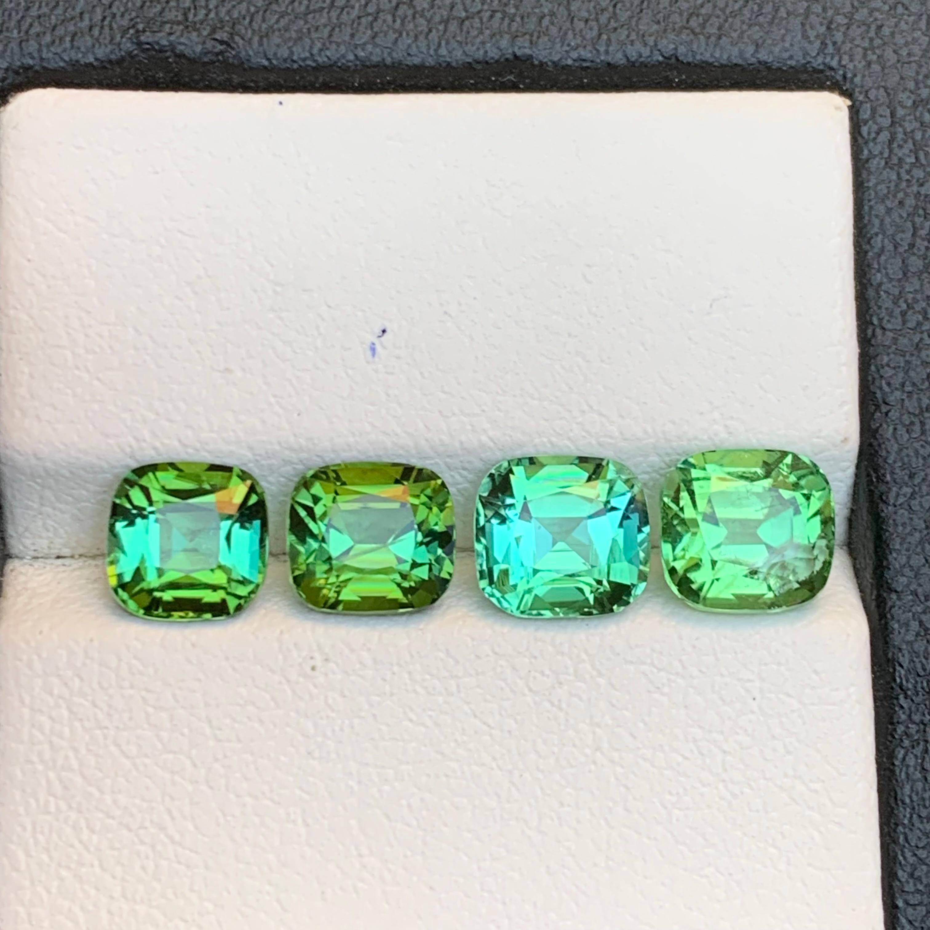 Lebendiger bläulich grüner Turmalin 6 Karat Kissenschliff Natürliche lose Edelsteine Paket im Angebot 6