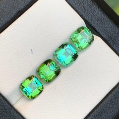 Vivid Bluish Green Tourmaline 6 Ct Cushion Cut Natural Loose Gemstones Parcel