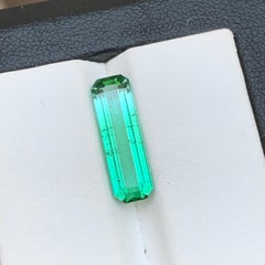 Vivid Bluish Green Two Tone Natural Tourmaline Loose Gemstone 4.25Ct Emerald Cut