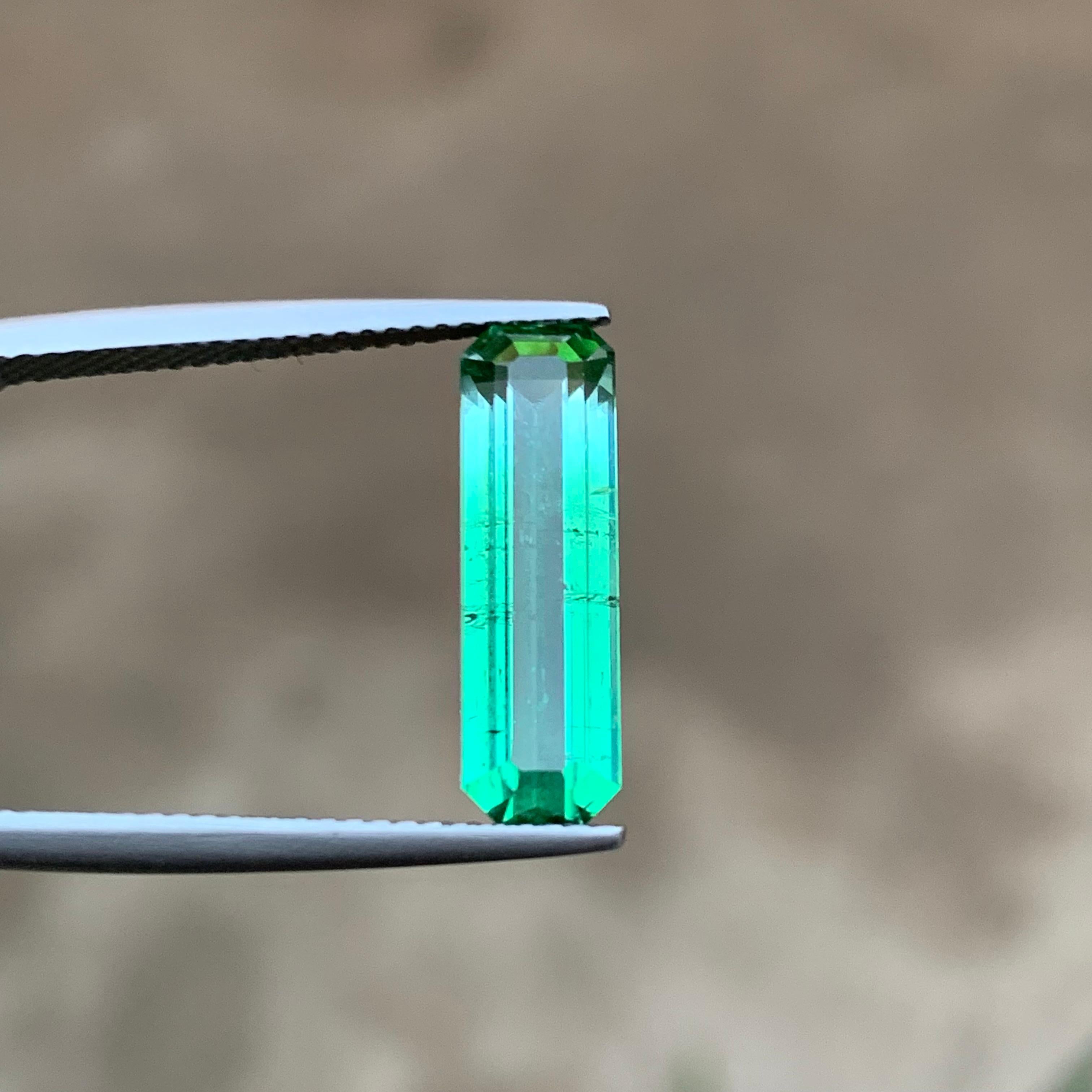 Contemporain Vivid Bluish Green Two Tone Natural Tourmaline Loose Gemstone 4.25Ct Emerald Cut en vente