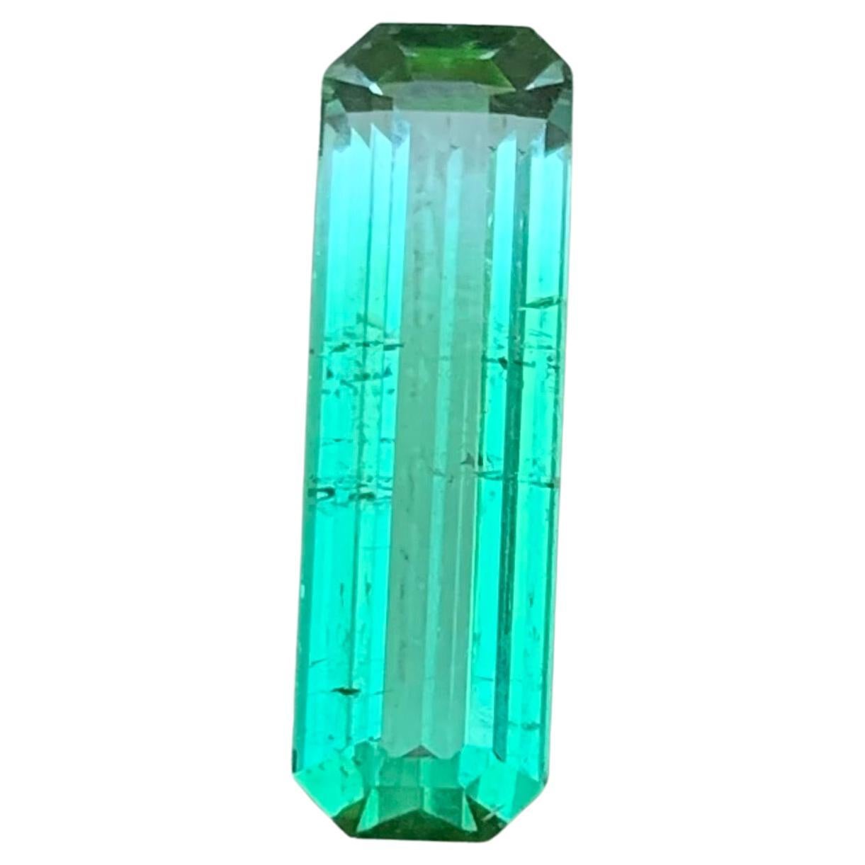 Vivid Bluish Green Two Tone Natural Tourmaline Loose Gemstone 4.25Ct Emerald Cut
