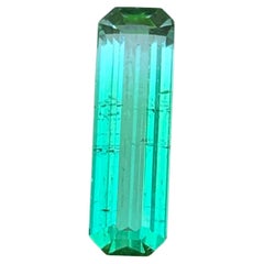 Vivid Bluish Green Two Tone Natural Tourmaline Loose Gemstone 4.25Ct Emerald Cut