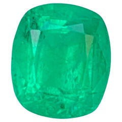 Vivid Bluish Hue Green Natural Emerald Ring Loose Gemstone 1.95 Ct Cushion Cut