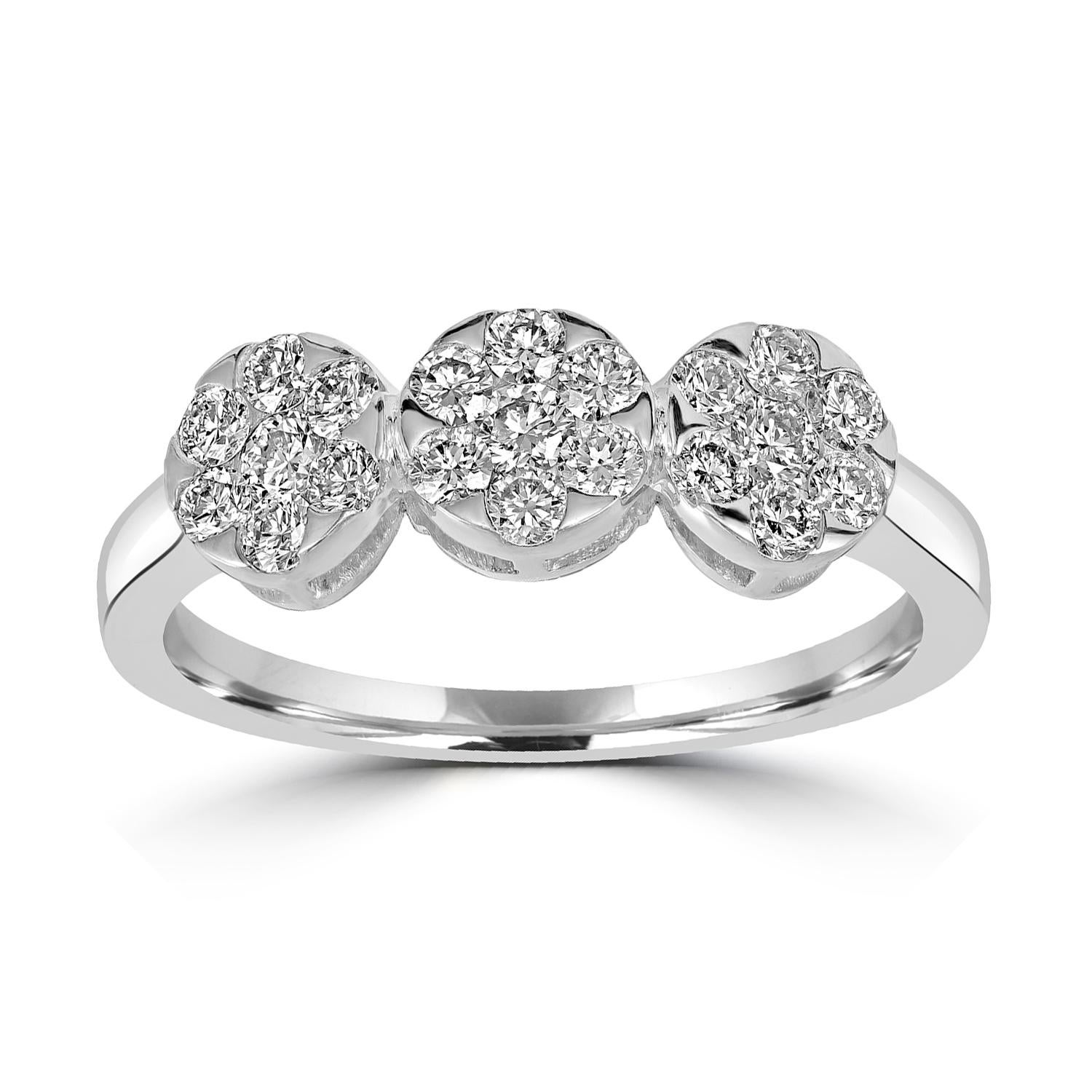 Vivid Diamonds Brilliant Band Ring aus 18k Weißgold (Art déco) im Angebot
