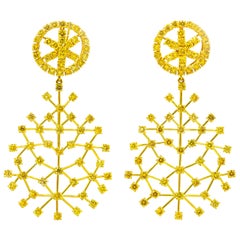 Vivid Canary 10.8 Carat Diamond Earrings 18 Karat Yellow Gold