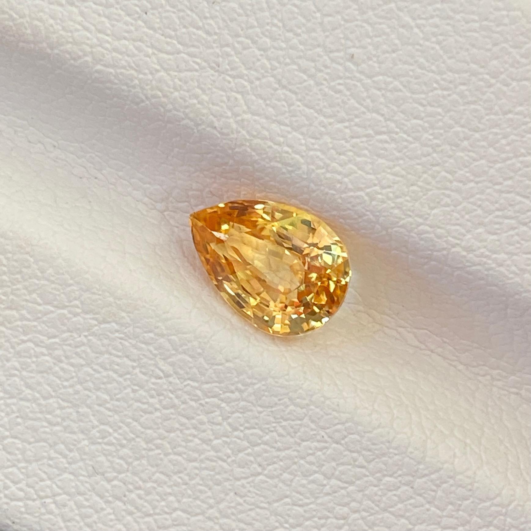 Modern Vivid Canary Yellow Sapphire 1.55 Ct Pear Ceylon Heated, Loose Gemstone For Sale
