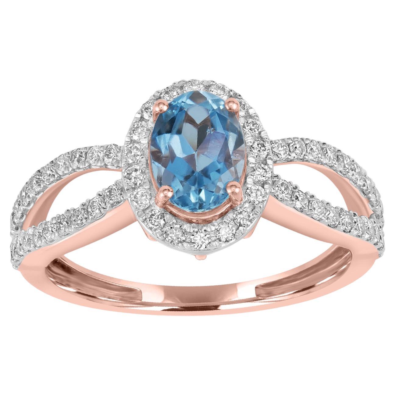 Vivid Ceylon Blue Sapphire Ring akzentuiert mit Diamanten aus 18k Weißgold