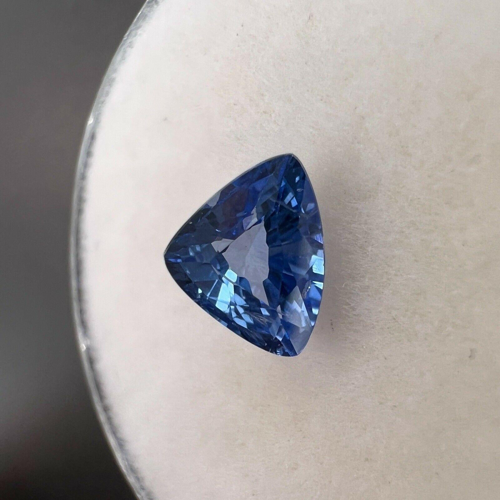 Trillion Cut Vivid Ceylon Cornflower Blue Sapphire 0.79ct Trillion Triangle Cut Gem 6.4x5mm For Sale
