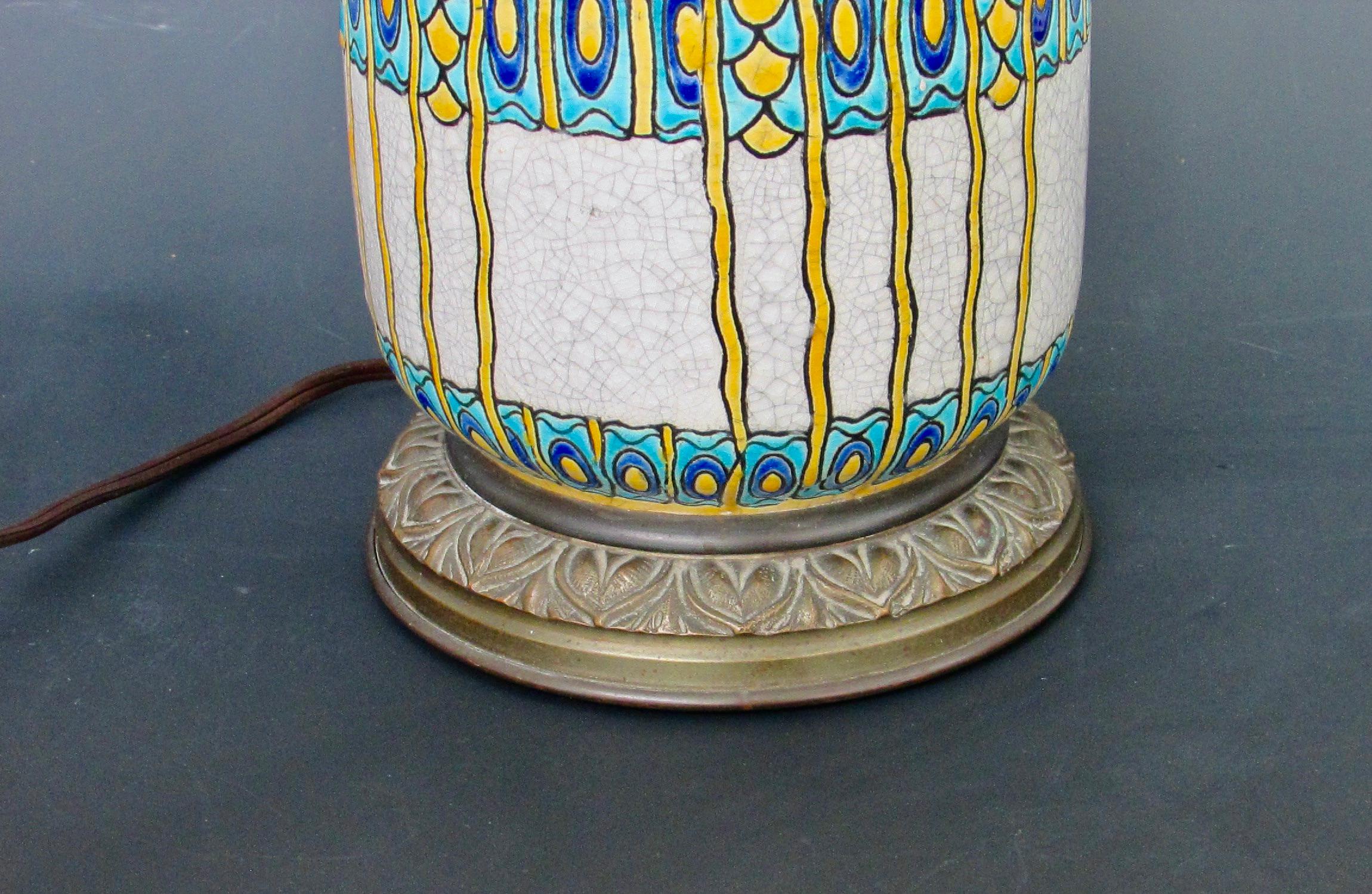 Vivid Charles Catteau Boch Freres Art Deco Table Lamp Belgium 4