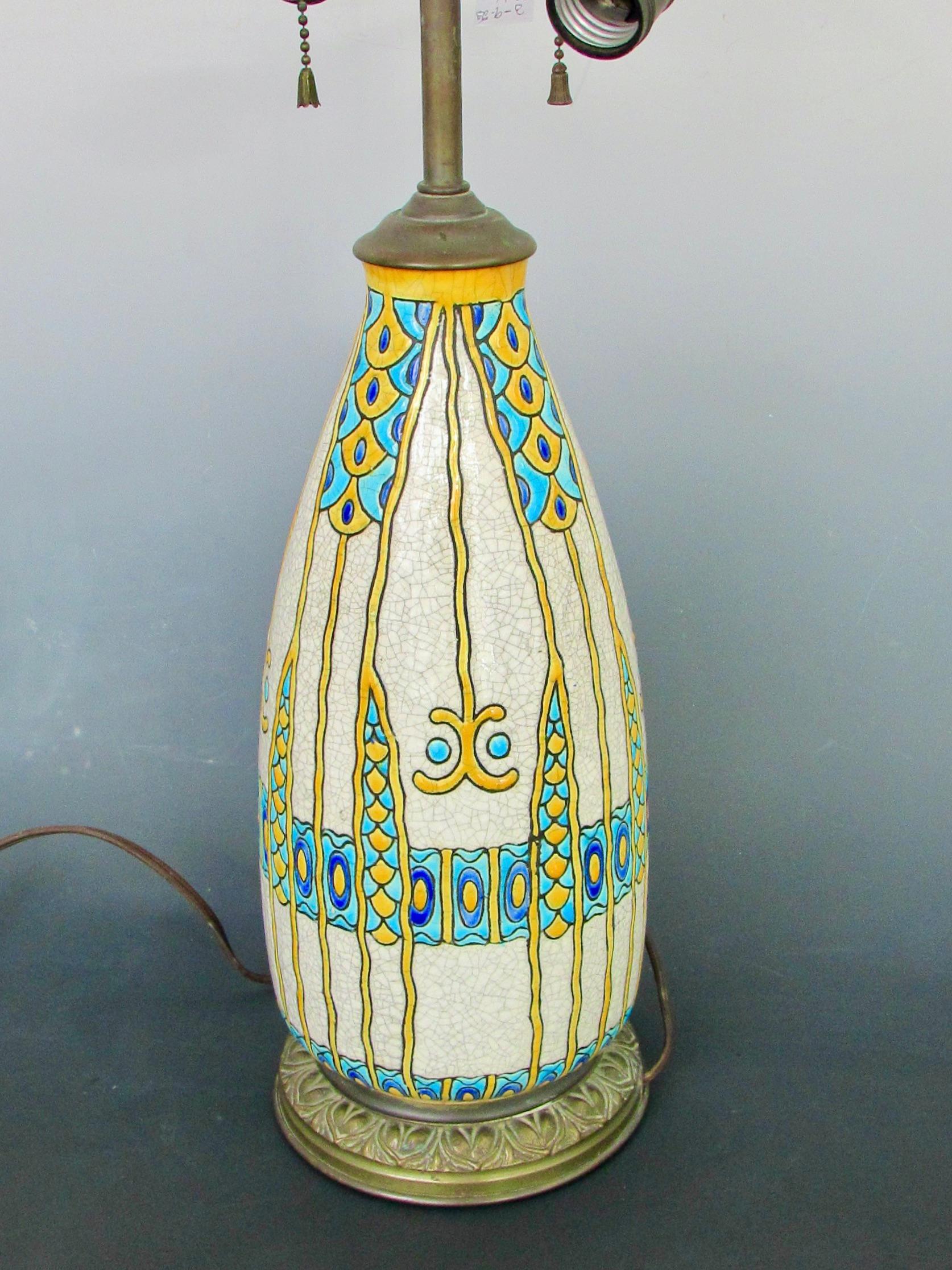 Belgian Vivid Charles Catteau Boch Freres Art Deco Table Lamp Belgium