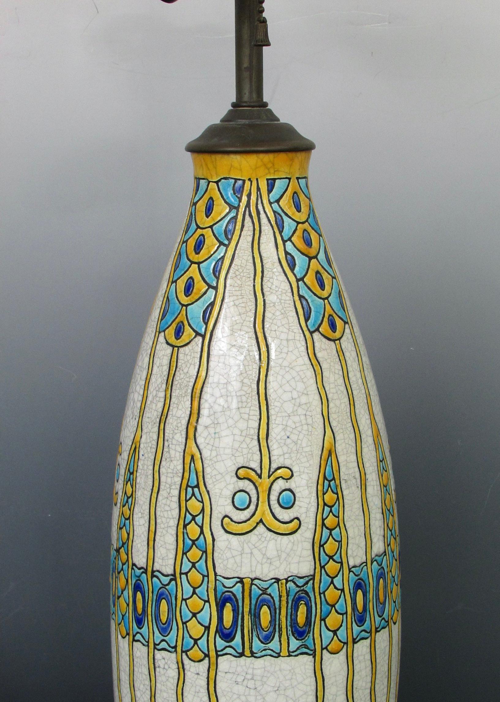 20ième siècle Lampe de table Art Déco Vivid Charles Catteau Boch Freres, Belgique