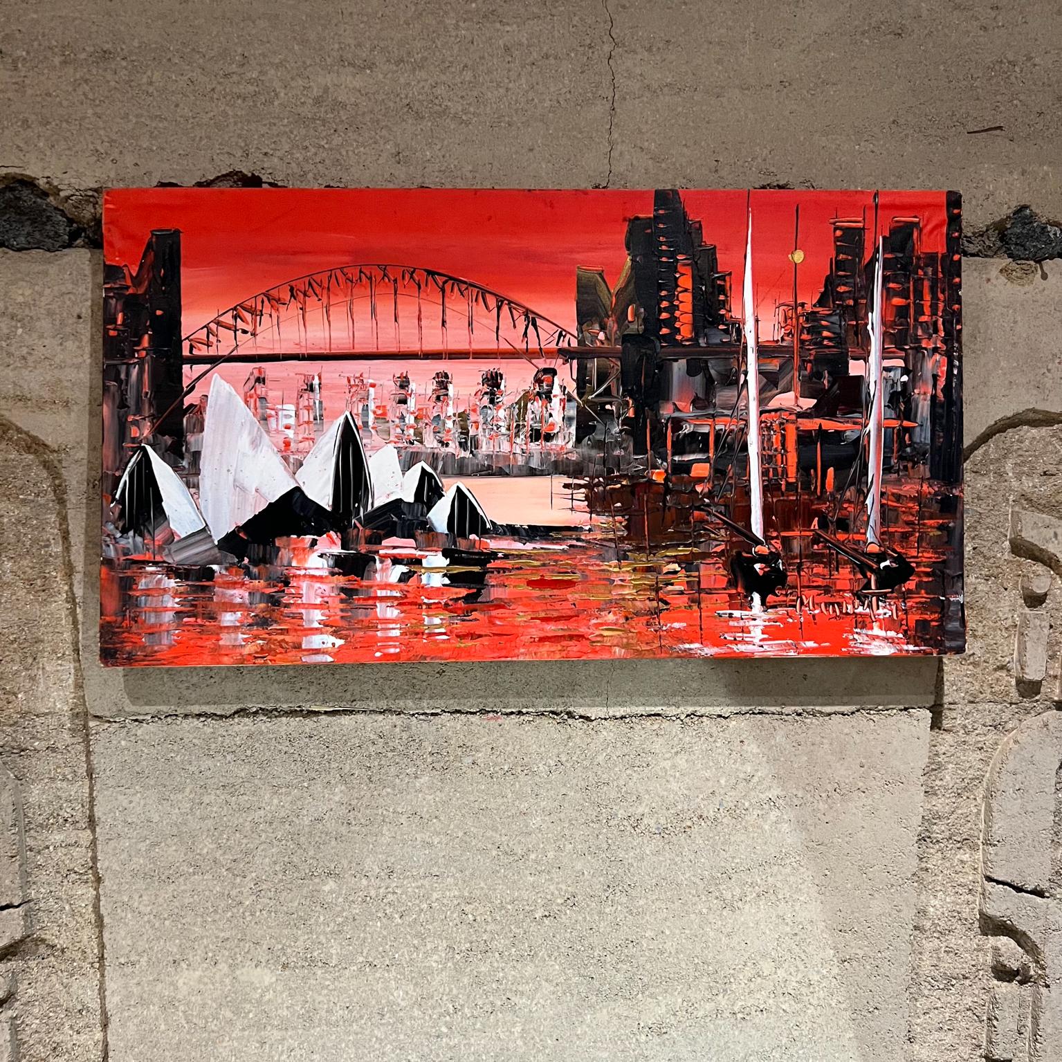 Vivid Color Sydney AU Cityscape oil painting artwork by Mark Kasav
Measures: 18 tall x 33 wide x .75 deep
Oil on Canvas
Canadian artist Mark Kazav
Original vintage condition.
Refer to images provided.
