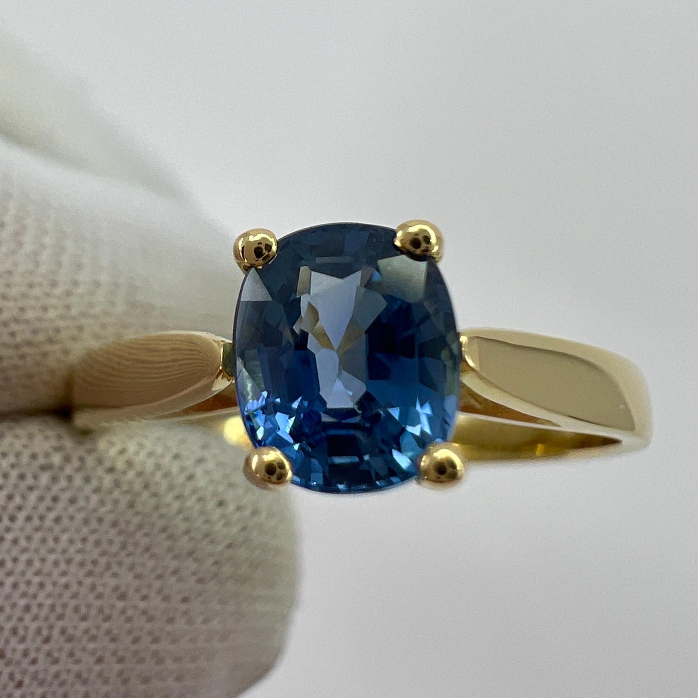 Vivid Cornflower Blue 1.03ct Ceylon Sapphire Cushion Cut 18k Gold Solitaire Ring 5