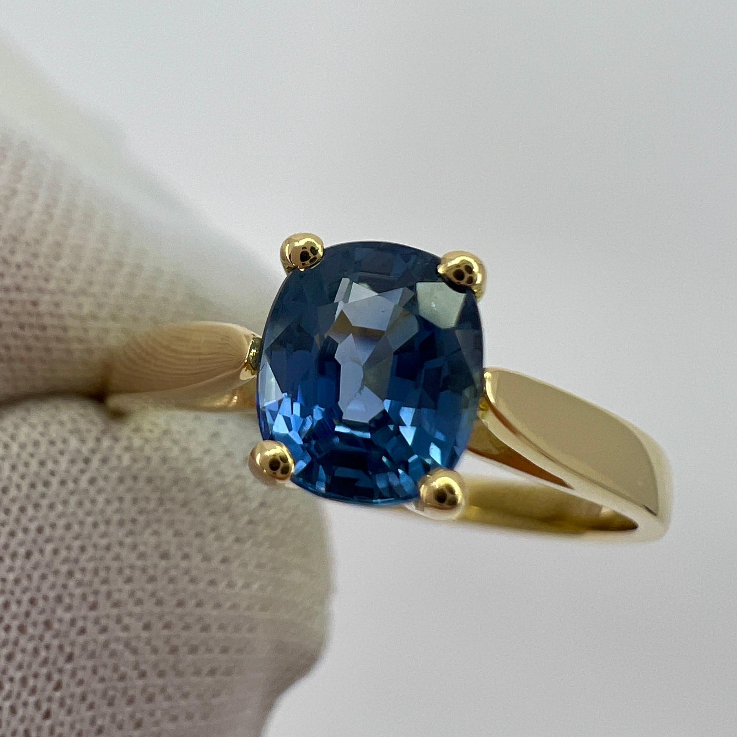 Vivid Cornflower Blue 1.03ct Ceylon Sapphire Cushion Cut 18k Gold Solitaire Ring 6