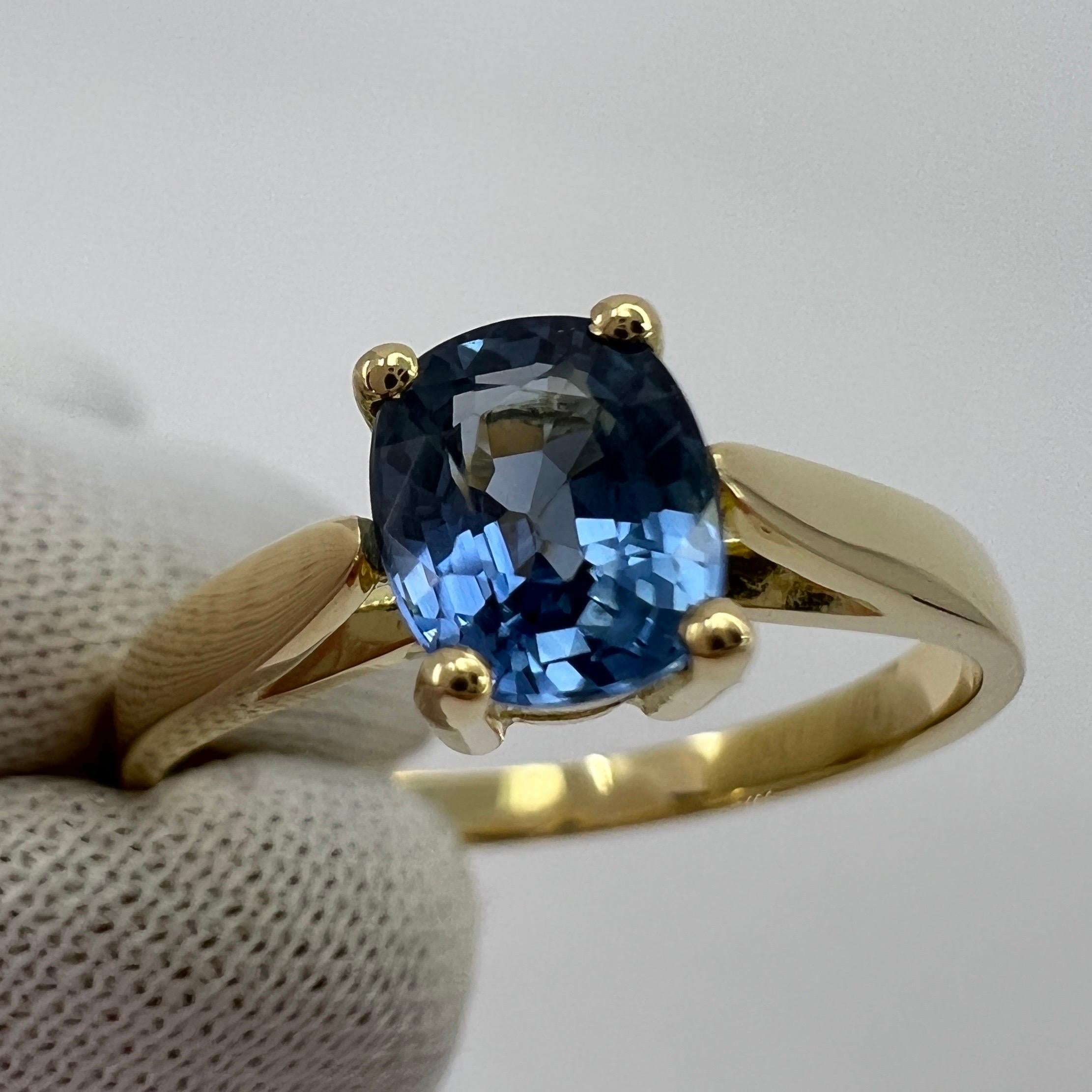 Vivid Cornflower Blue 1.03ct Ceylon Sapphire Cushion Cut 18k Gold Solitaire Ring 7