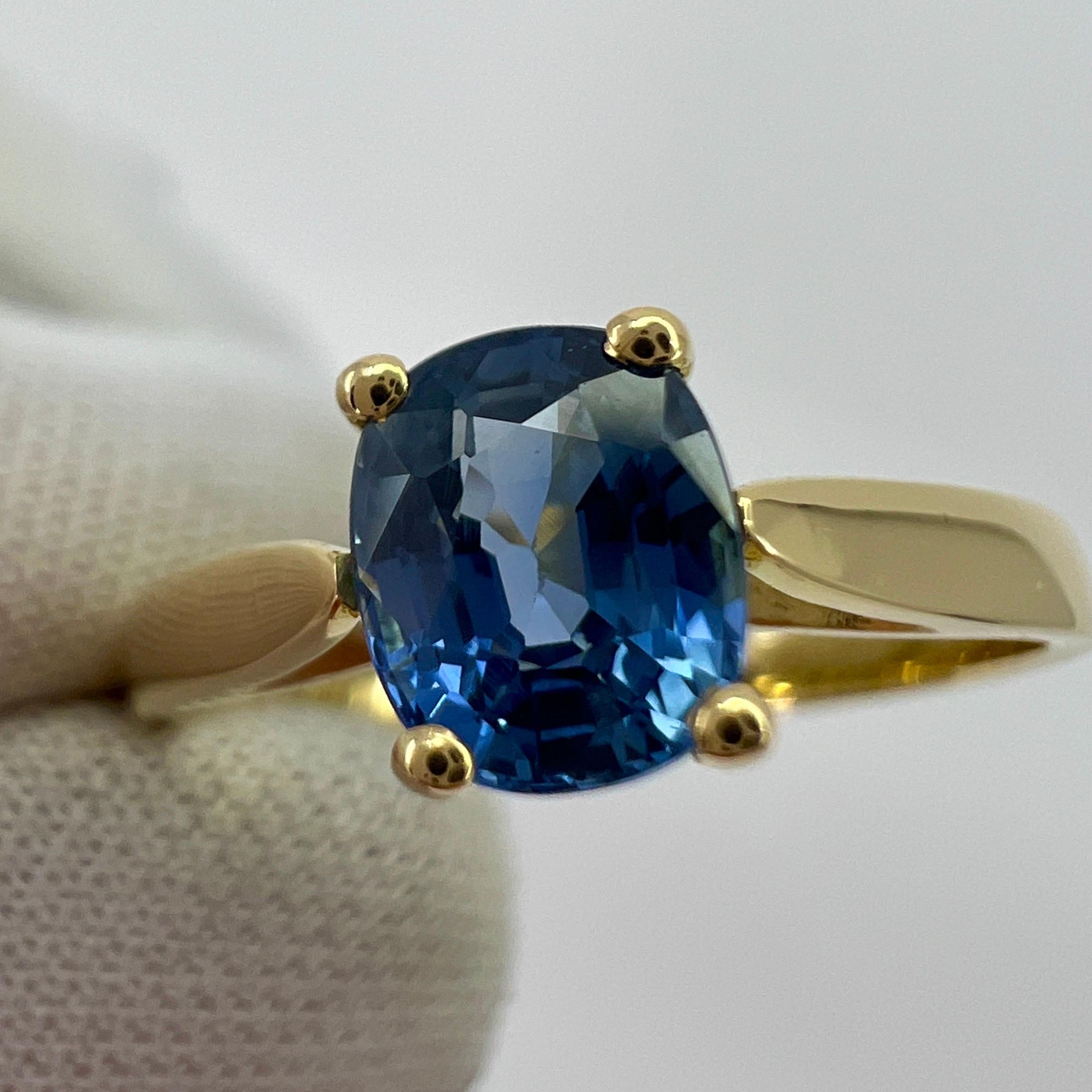 Vivid Cornflower Blue 1.03ct Ceylon Sapphire Cushion Cut 18k Gold Solitaire Ring 1