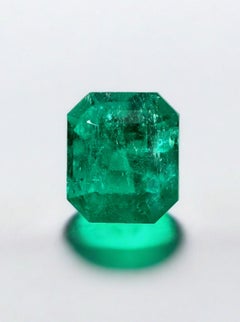 Vivid Dark Green 2.80 Carat Emerald Cut Muzo Colombian Emerald Gem - May