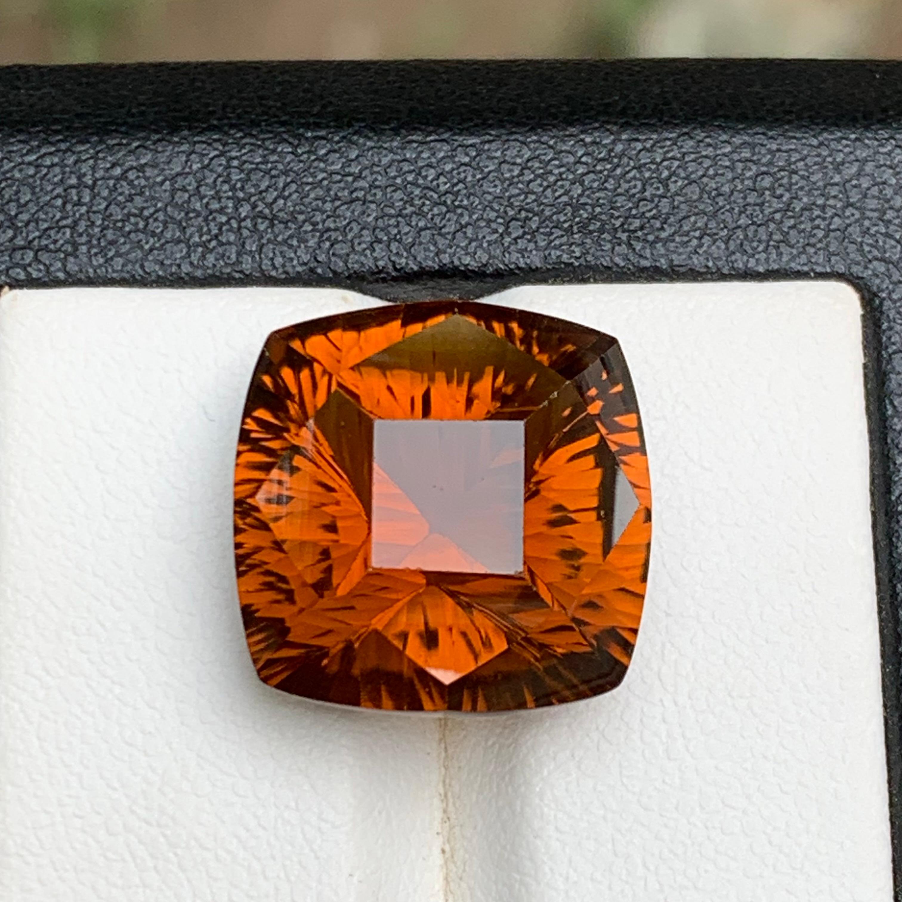 Anello di Citrino di Madeira naturale arancione intenso e vivido, gemma sciolta da 15,90 carati a cuscino in vendita 5