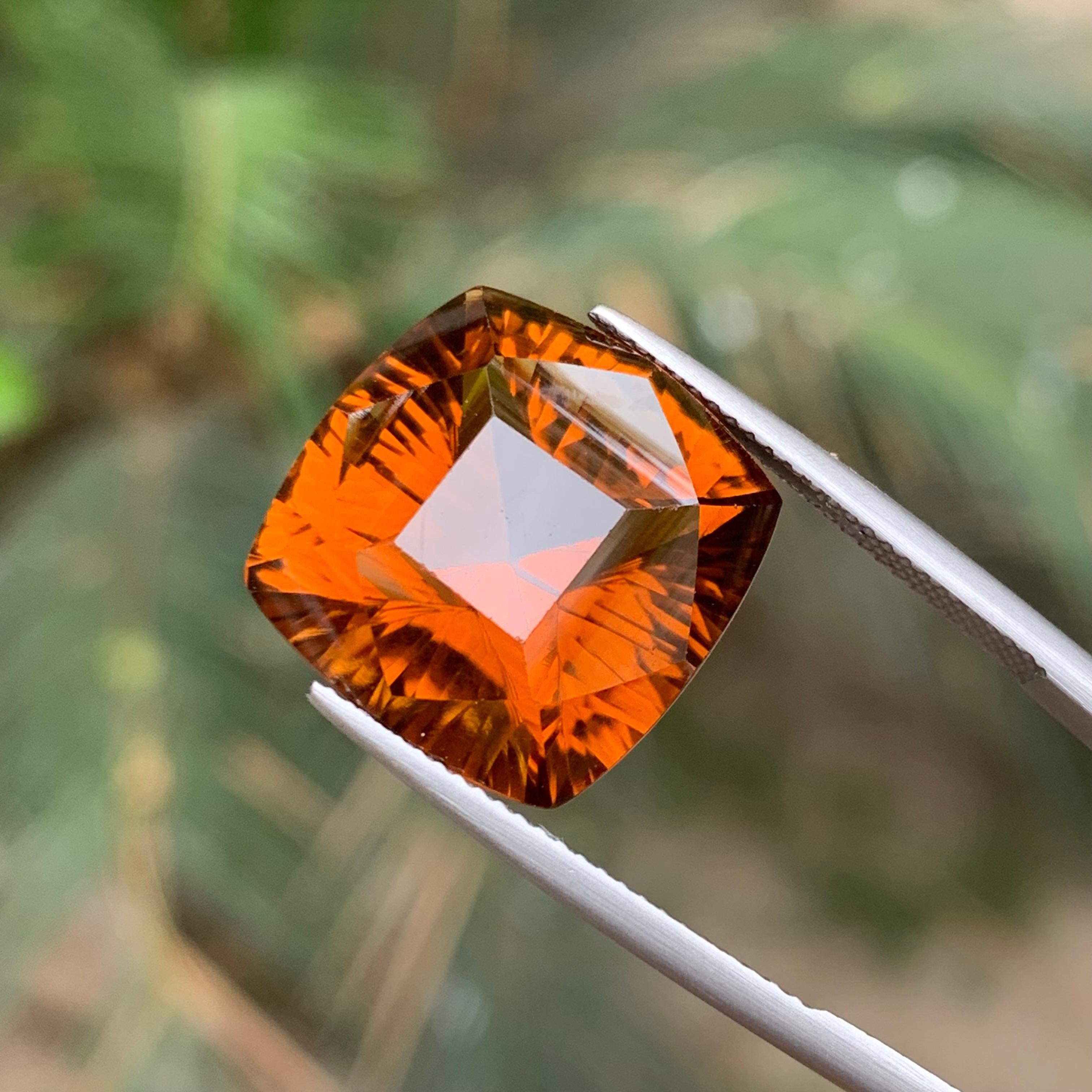 Anello di Citrino di Madeira naturale arancione intenso e vivido, gemma sciolta da 15,90 carati a cuscino in vendita 6