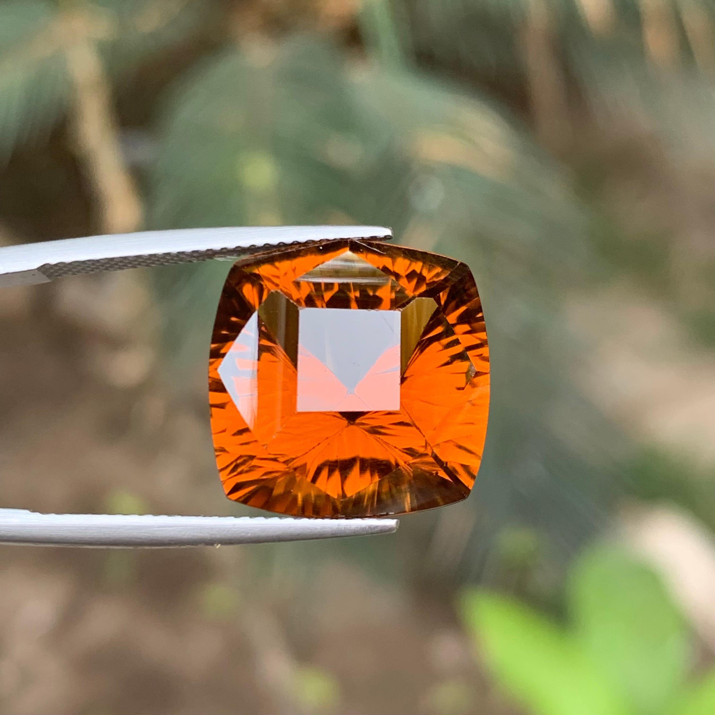Anello di Citrino di Madeira naturale arancione intenso e vivido, gemma sciolta da 15,90 carati a cuscino in vendita 7