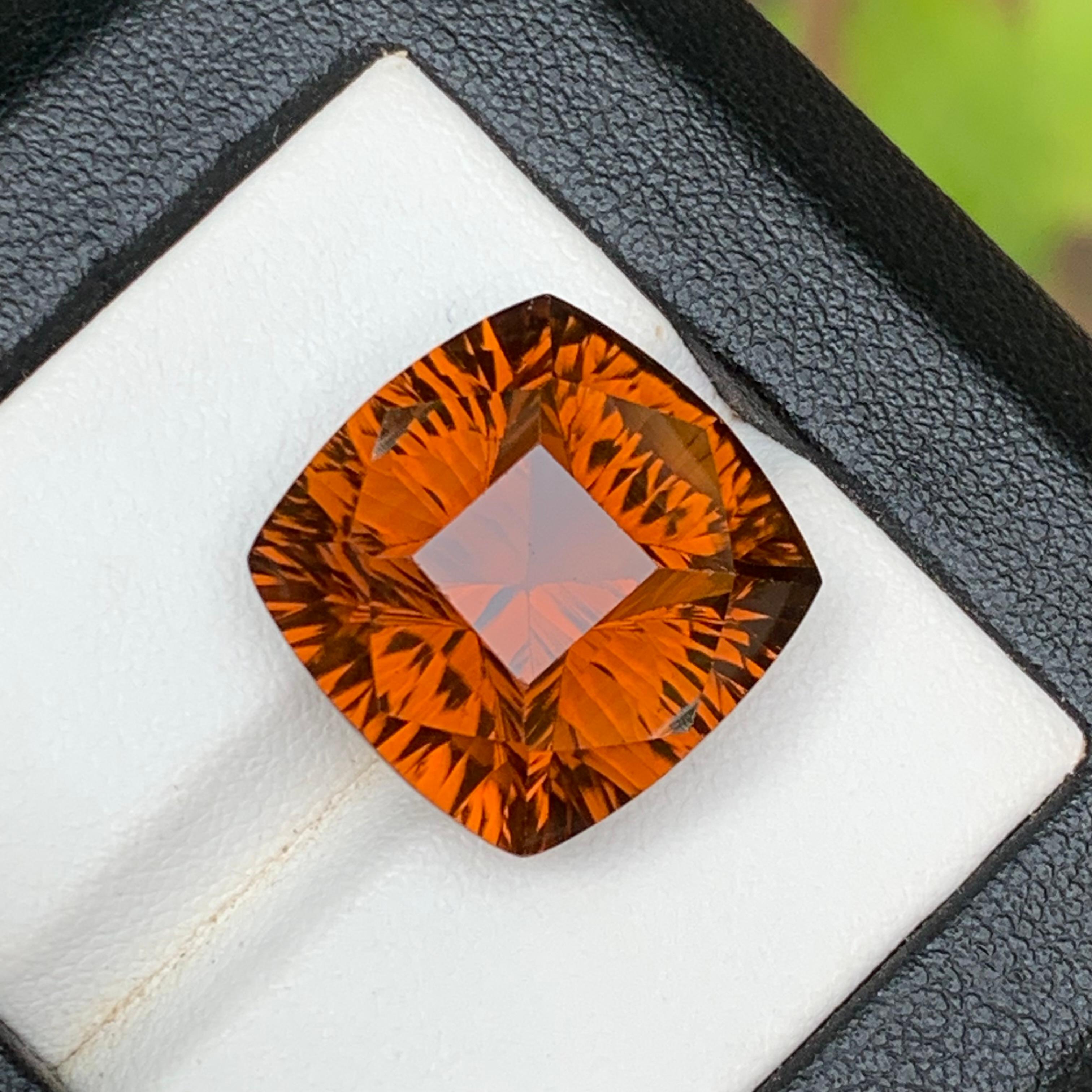 Anello di Citrino di Madeira naturale arancione intenso e vivido, gemma sciolta da 15,90 carati a cuscino In condizioni Nuovo in vendita a Peshawar, PK