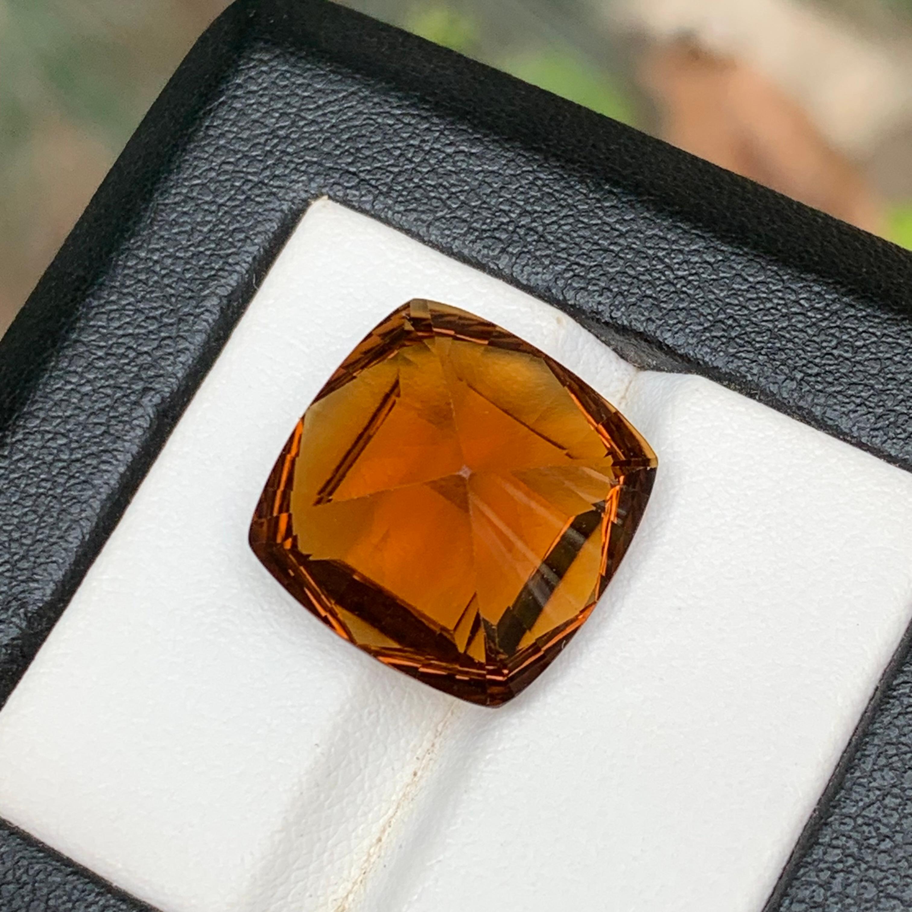 da uomo o donna Anello di Citrino di Madeira naturale arancione intenso e vivido, gemma sciolta da 15,90 carati a cuscino in vendita